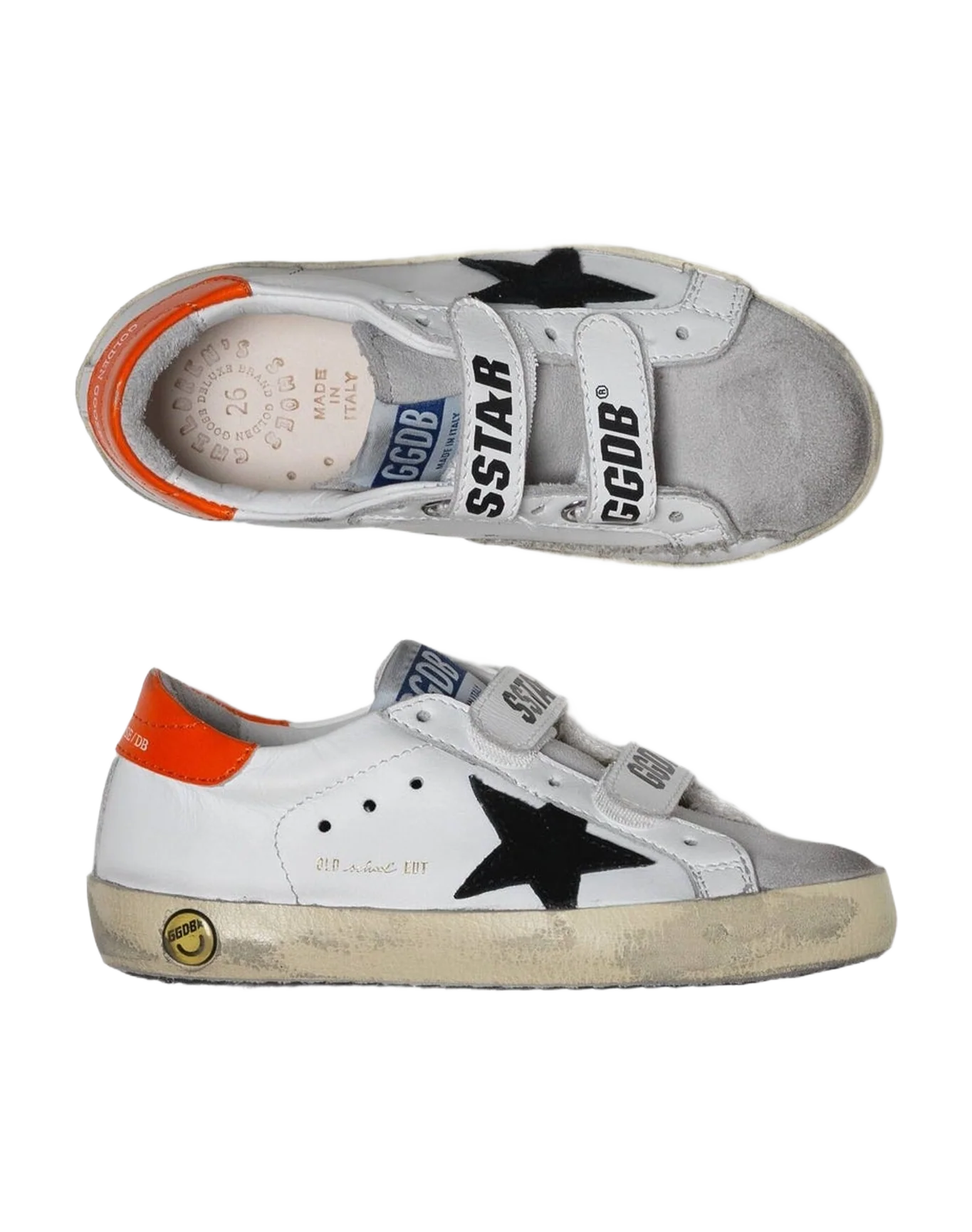Kids | Old School Sneakers Made Of Leather with Orange Heel Tab (V1)