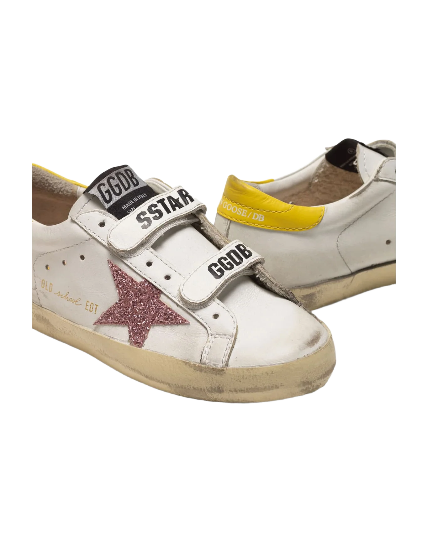Kids | Old School Sneakers with Glitter Star & Yellow Heel Tab - Image 2