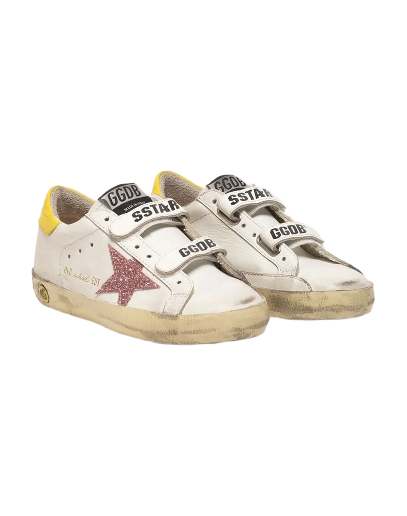 Kids | Old School Sneakers with Glitter Star & Yellow Heel Tab - Image 3