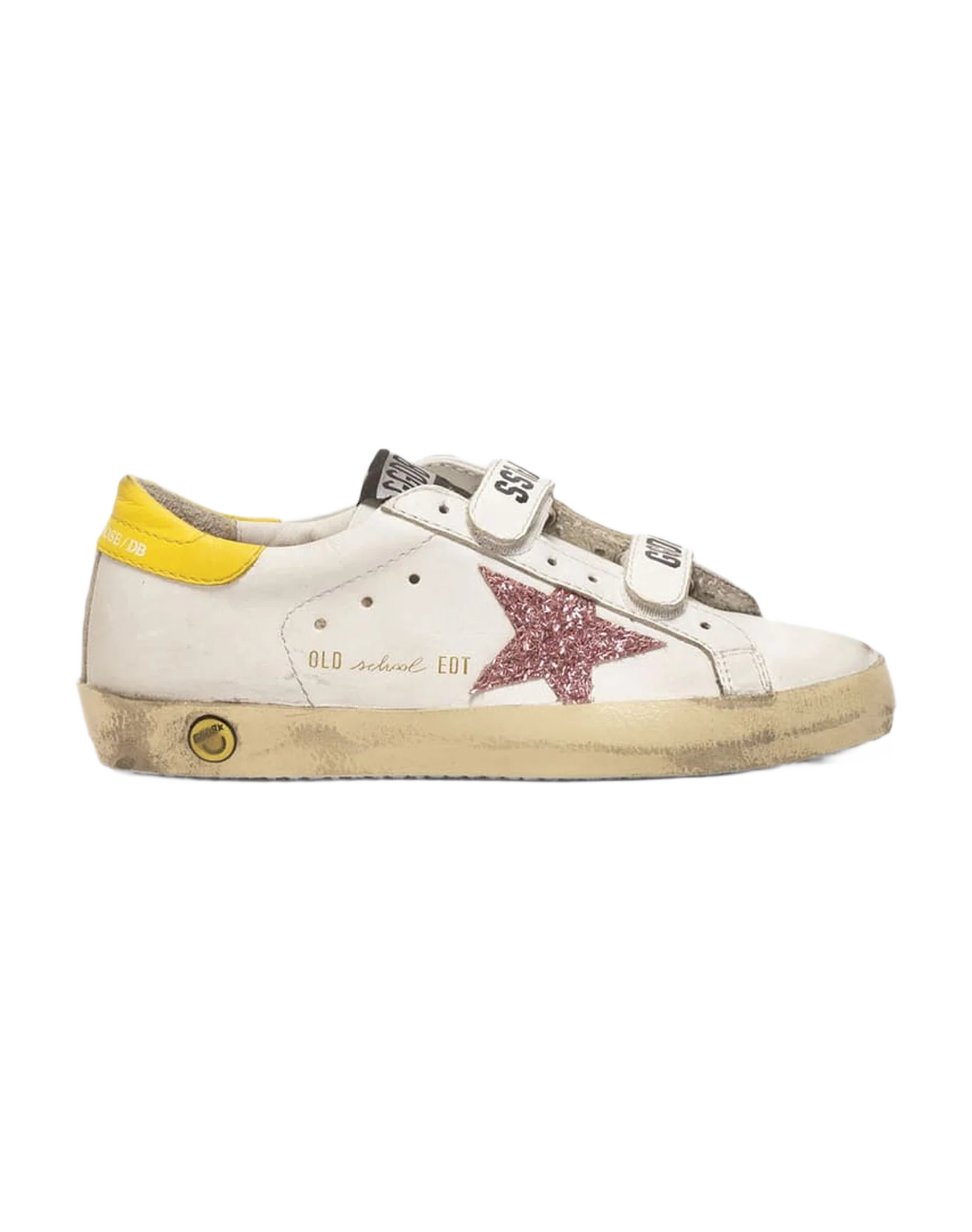 Kids | Old School Sneakers with Glitter Star & Yellow Heel Tab - Image 4