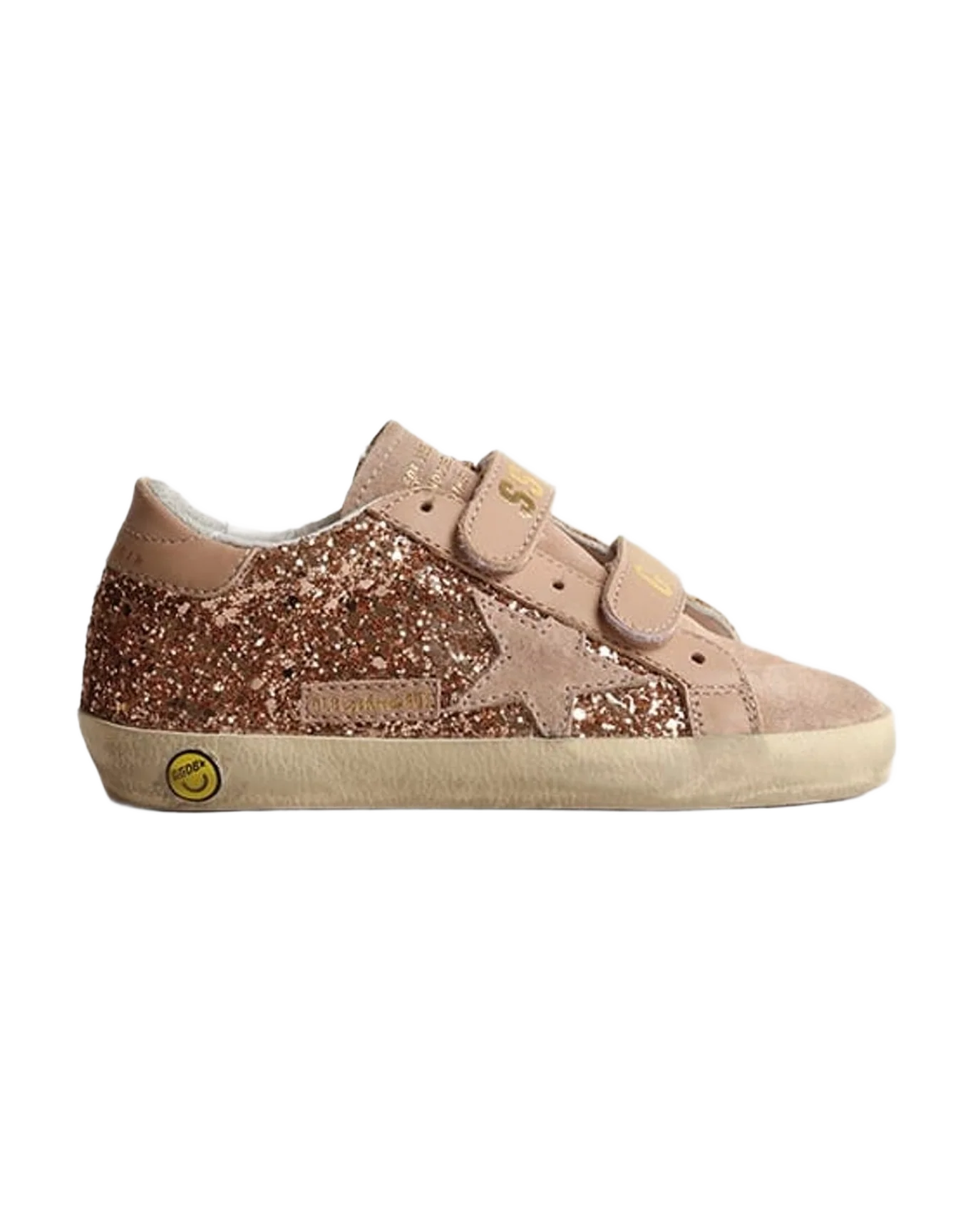 Kids | Old School Young Peach-Pink Glitter with Pink Suede Star | Peach x Beige
