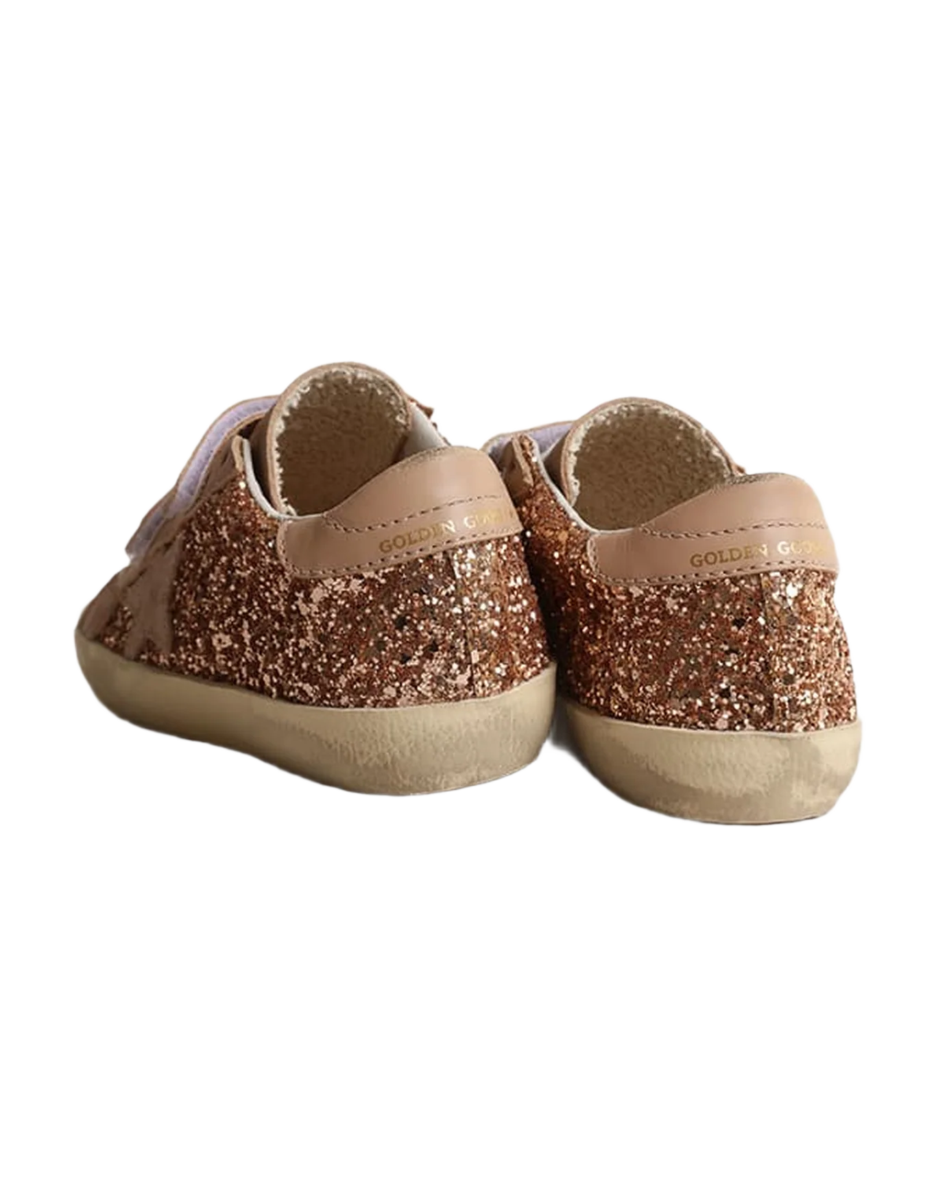 Kids | Old School Young Peach-Pink Glitter with Pink Suede Star | Peach x Beige - Image 6