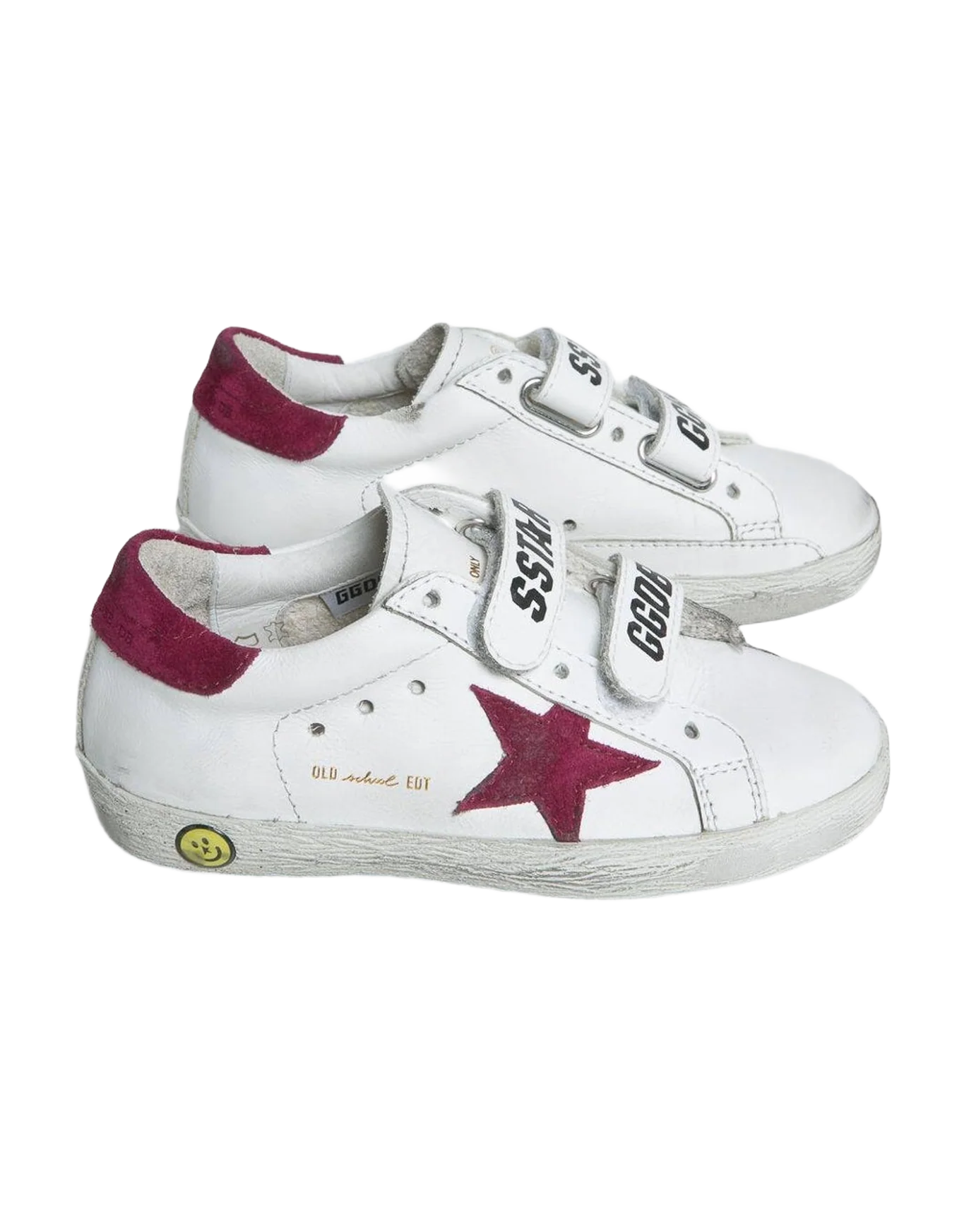 Kids | Old School Young White Leather with Burgundy Suede Star & Heel Tab