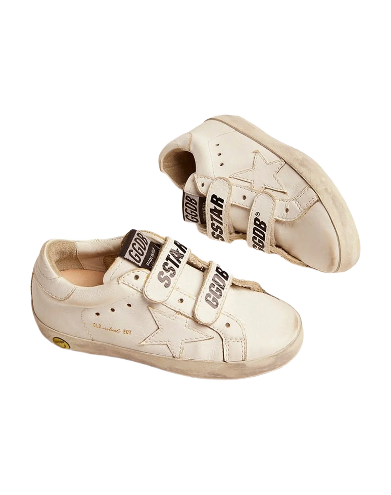 Kids | Optical White Old School Sneakers with Tone-On-Tone Star | Optic White