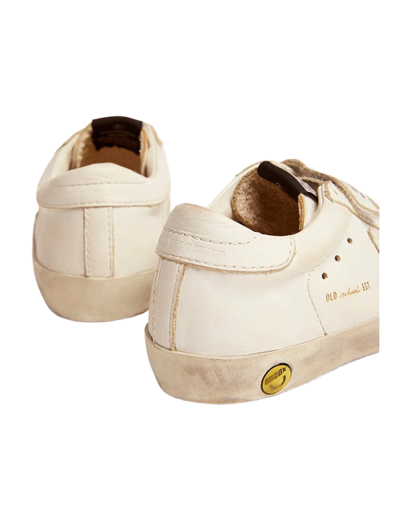 Kids | Optical White Old School Sneakers with Tone-On-Tone Star | Optic White - Image 3
