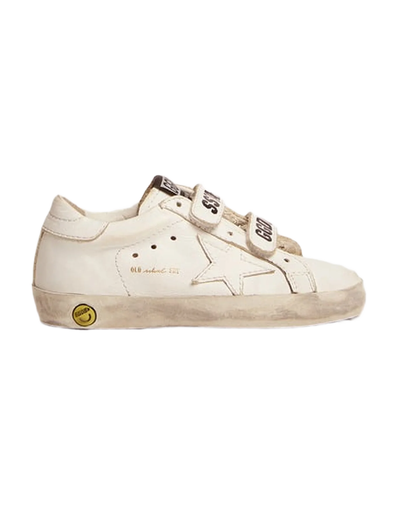 Kids | Optical White Old School Sneakers with Tone-On-Tone Star | Optic White - Image 4