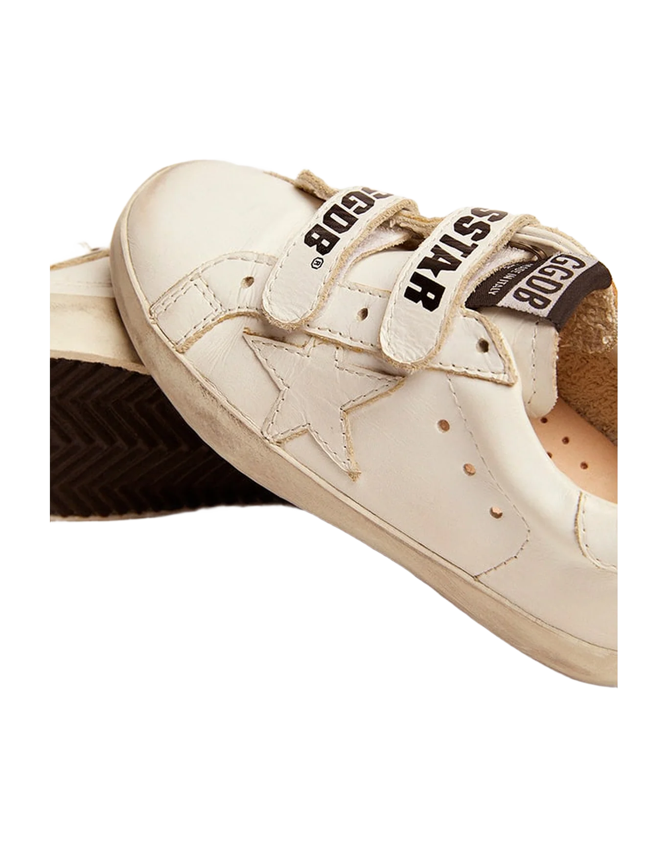 Kids | Optical White Old School Sneakers with Tone-On-Tone Star | Optic White - Image 6