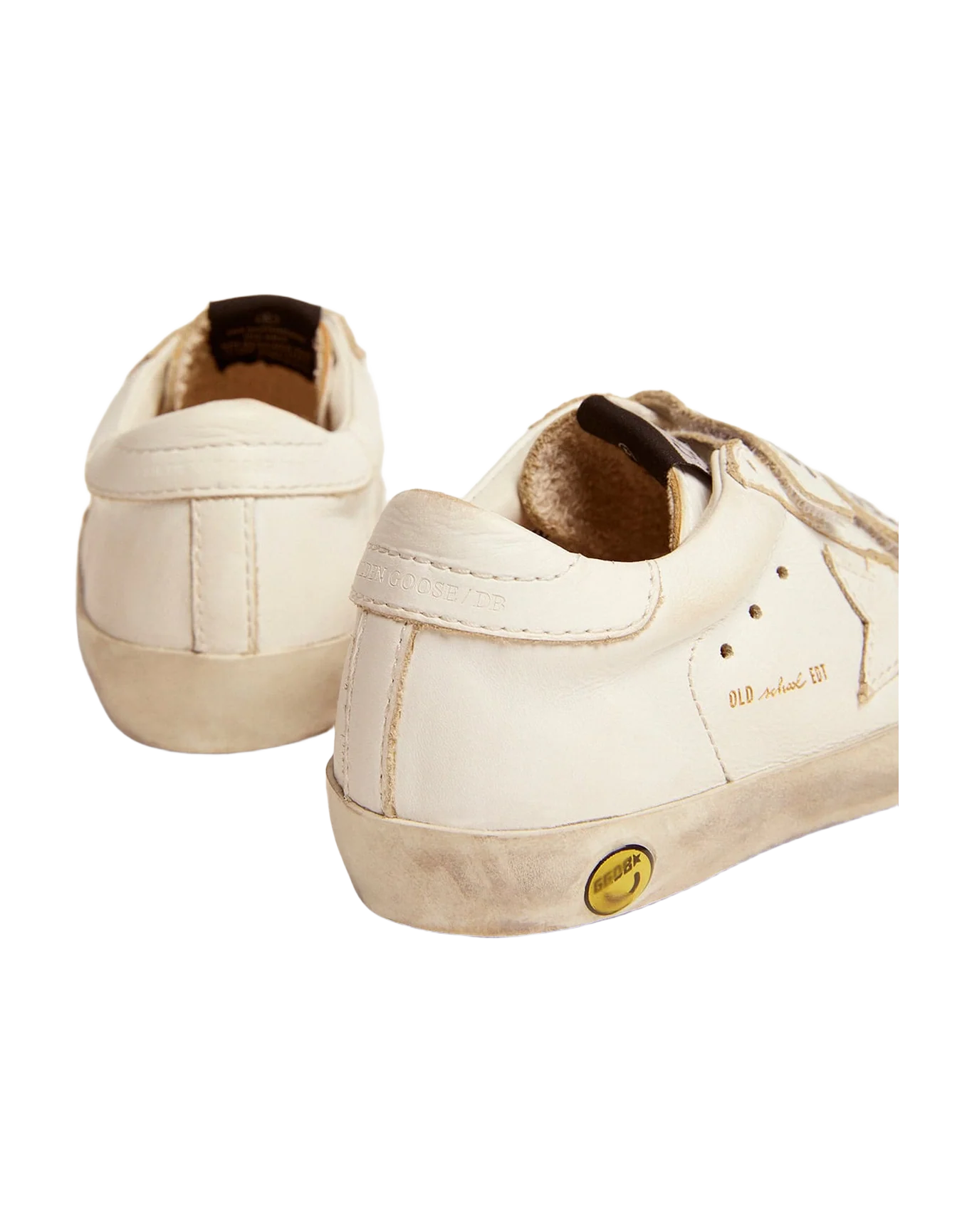 Kids | Optical White Old School Sneakers with Tone-On-Tone Star | Optic White - Image 7