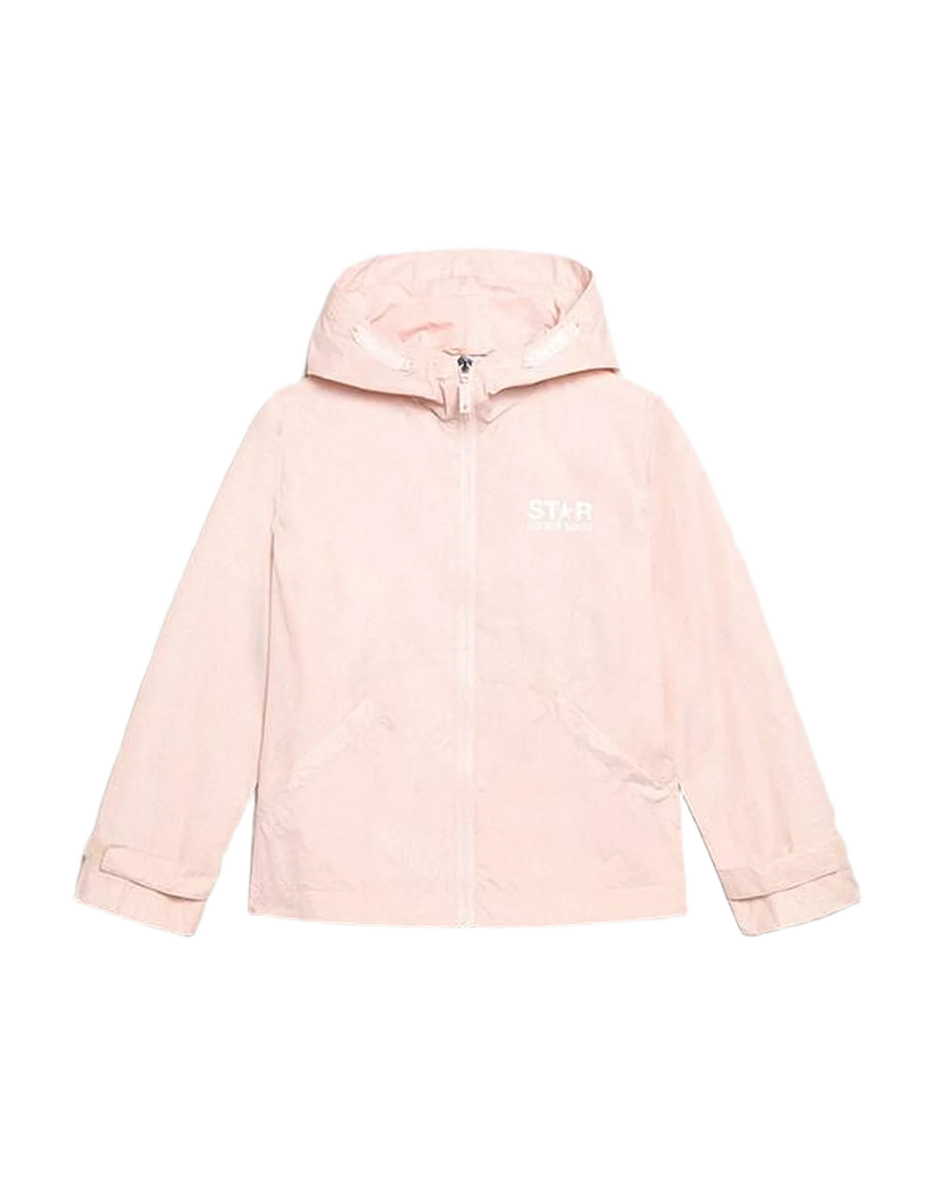 Kids | Pink Windbreaker with White Star Printed On The Back | Pink x White - Image 2