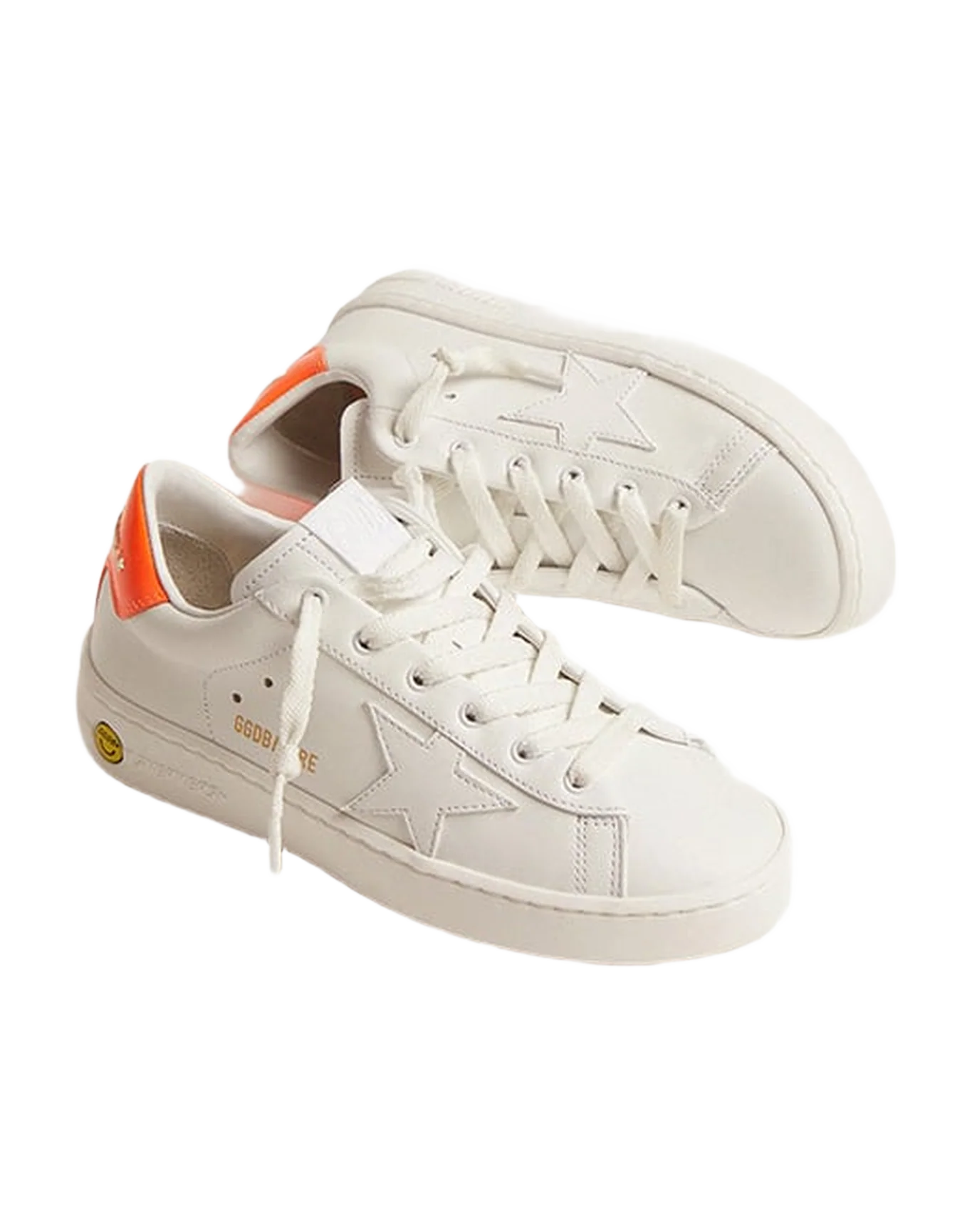Kids | Purestar White Leather with Orange Heel Tab | White x Orange Fluo - Image 3