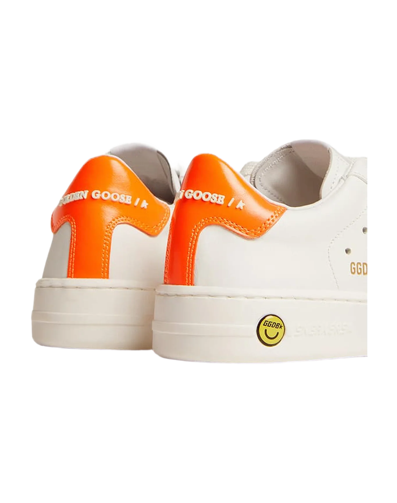 Kids | Purestar White Leather with Orange Heel Tab | White x Orange Fluo - Image 5