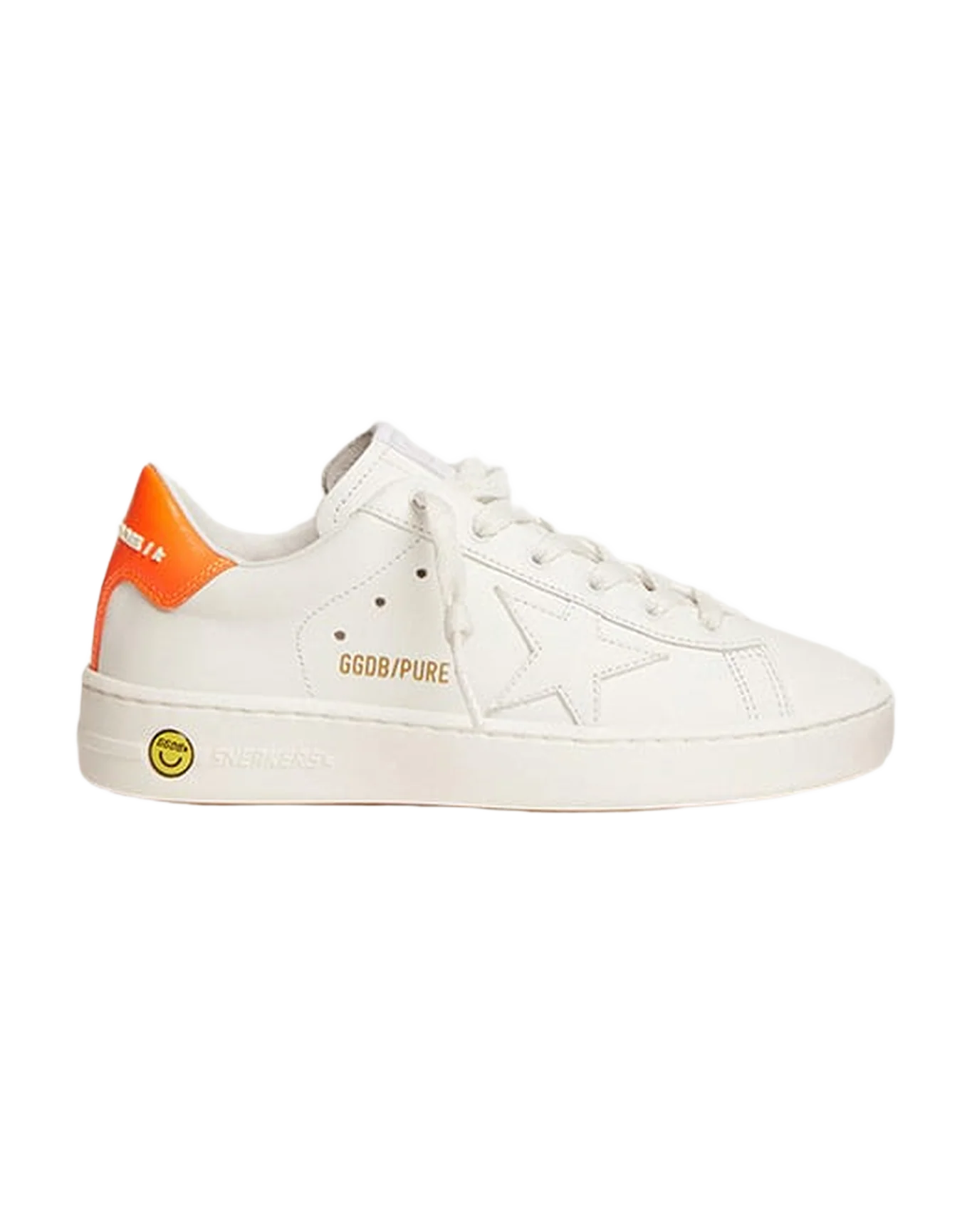 Kids | Purestar White Leather with Orange Heel Tab | White x Orange Fluo - Image 7