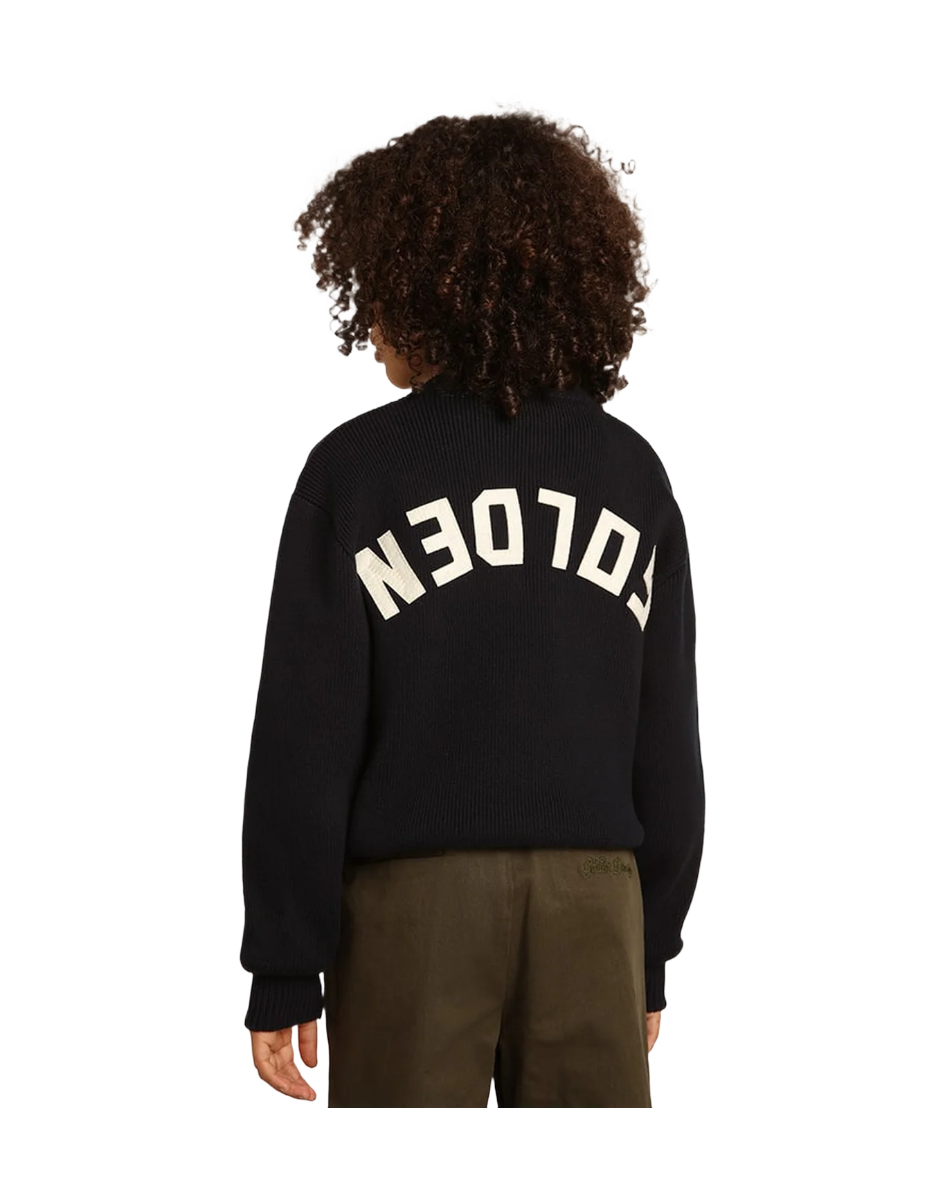 Kids | Round-Neck Sweater Dark Blue Cotton | Navy (V1) - Image 2