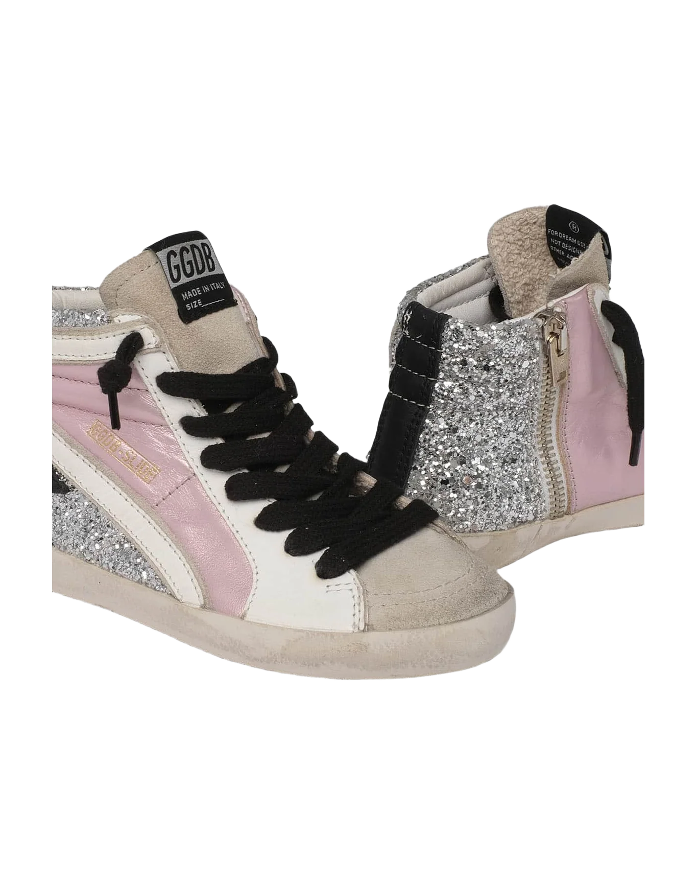 Kids | Slide Laminated & Glitter Upper Leather Star | Salmon Pink x Silver x Ice x White x Black - Image 2