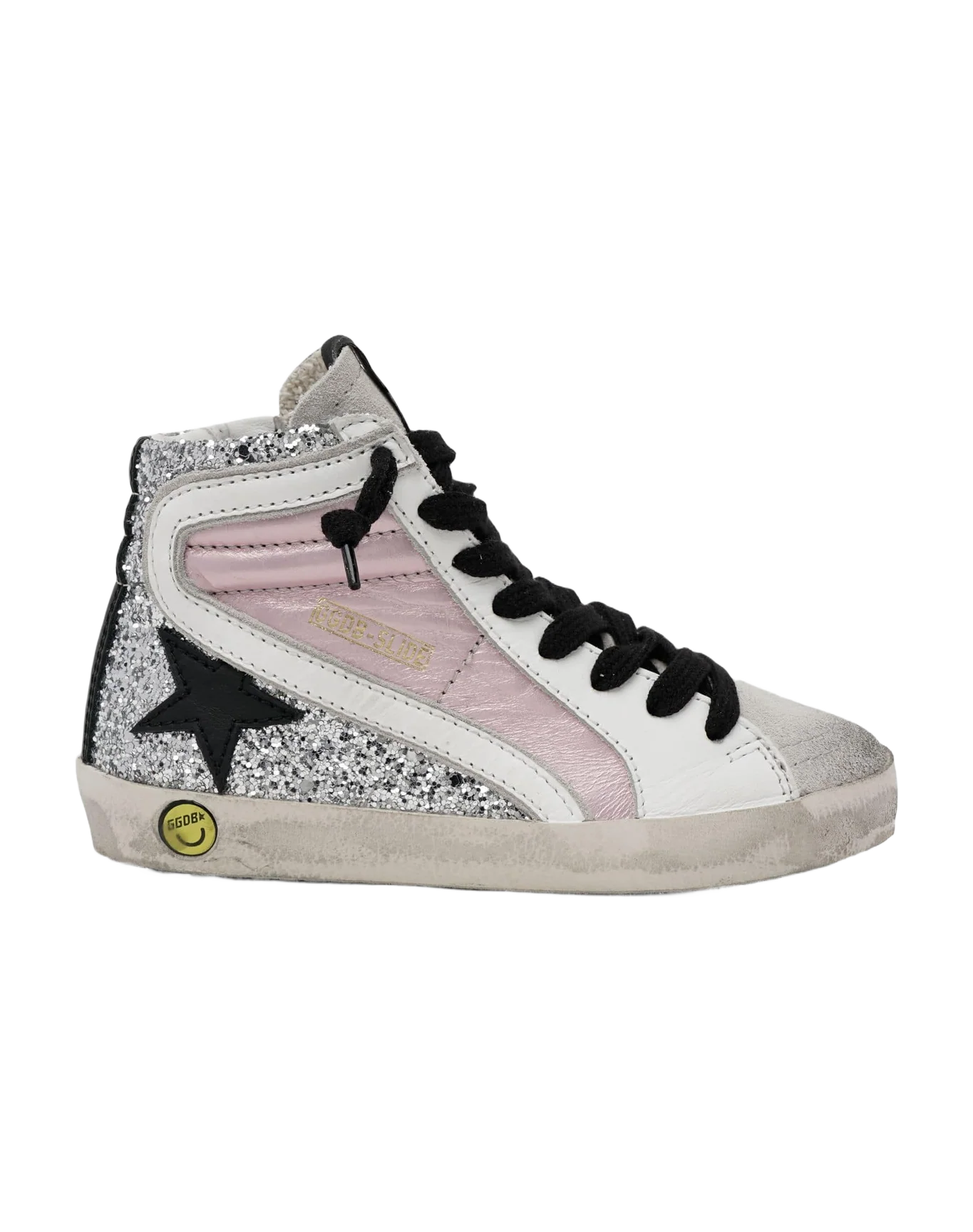 Kids | Slide Laminated & Glitter Upper Leather Star | Salmon Pink x Silver x Ice x White x Black - Image 3