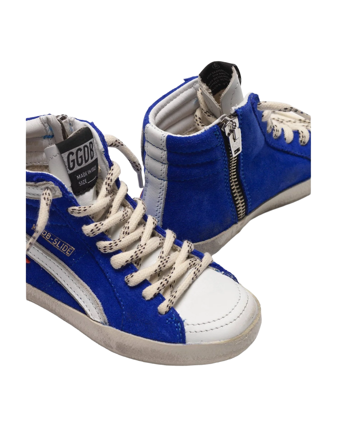 Kids | Slide Sneakers Electric Blue Suede-Red Star (V1)