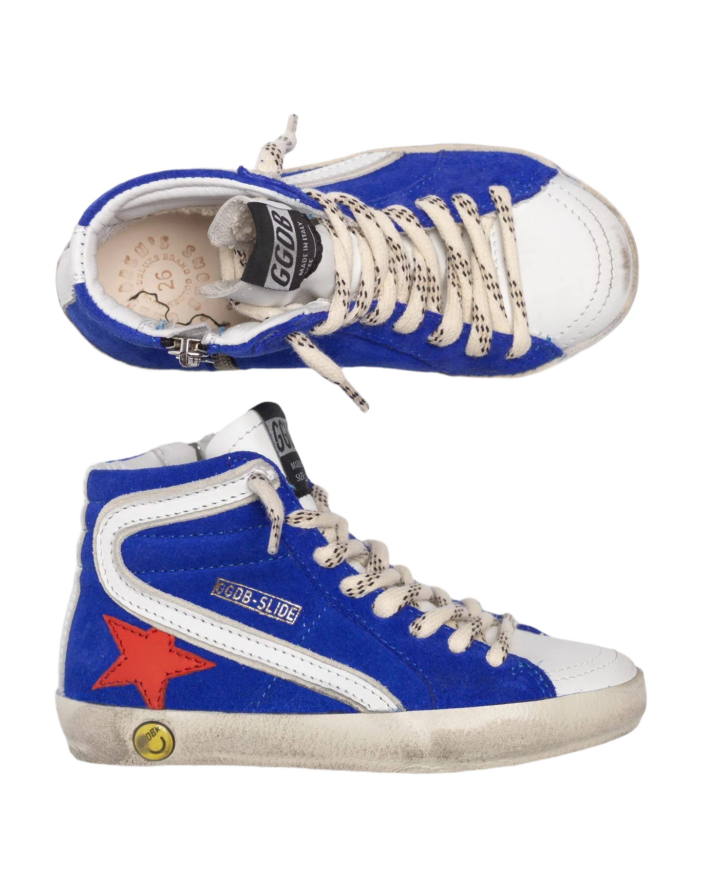 Kids | Slide Sneakers Electric Blue Suede-Red Star (V2) - Image 3