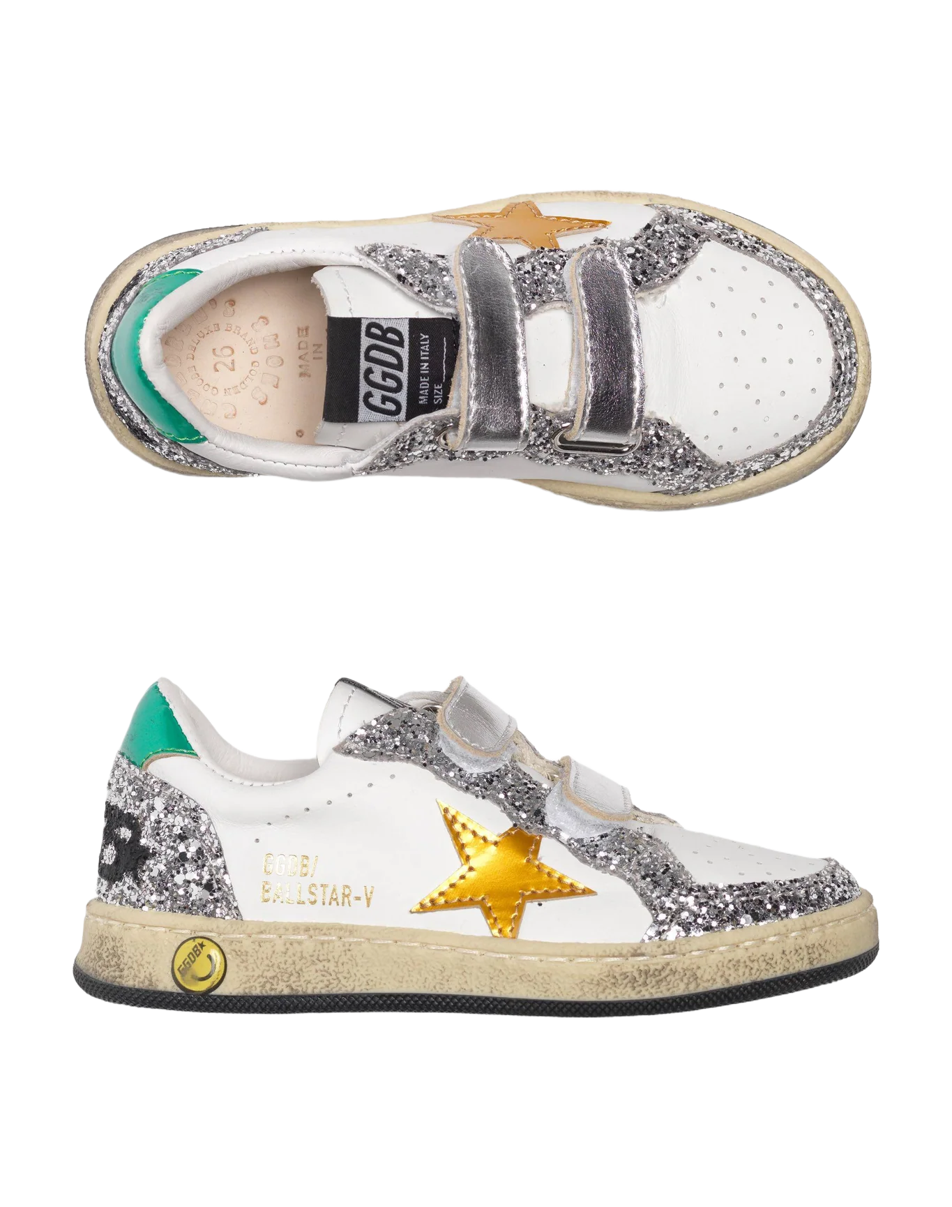 Kids | Sneakers Ballstar White Leather Glitter-Gold Star - Image 2