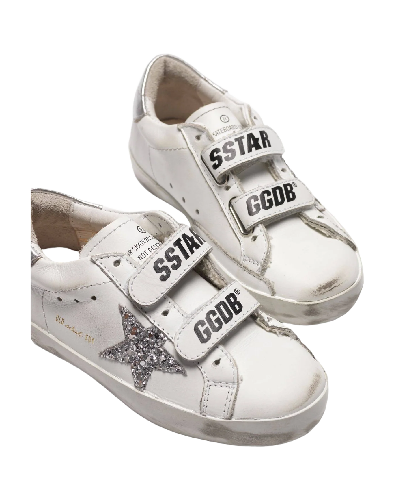 Kids | Sneakers Old School White Leather-Silver Glitter