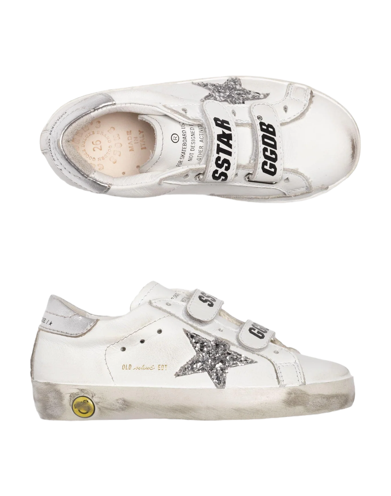 Kids | Sneakers Old School White Leather-Silver Glitter - Image 4