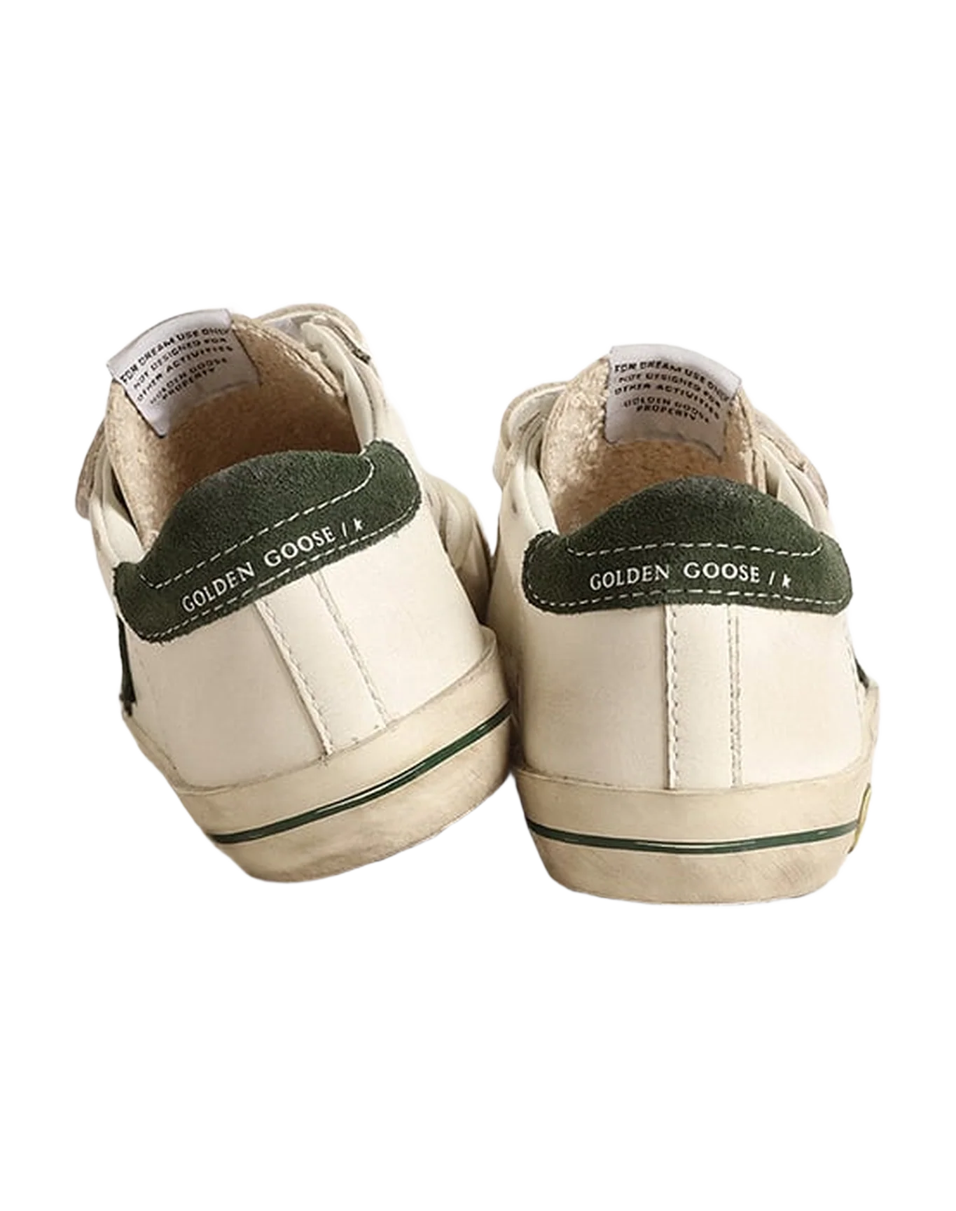 Kids | Sneakers Superstar with Dark Green Star | White x Green - Image 3