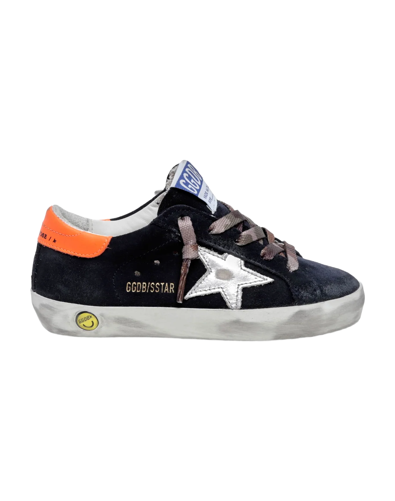 Kids | Super-Star Junior Night Blue Suede with Silver Star & Orange Heel Tab | Night Blue x Silver x Fluo Orange - Image 6