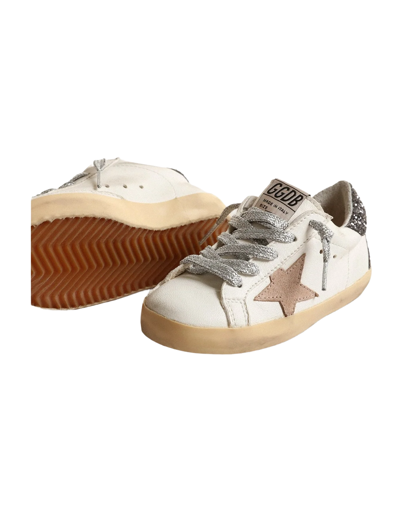 Kids | Super-Star Junior with A Hazelnut Star & Glitter Heel Tab | Cream x Beige x Dark Grey