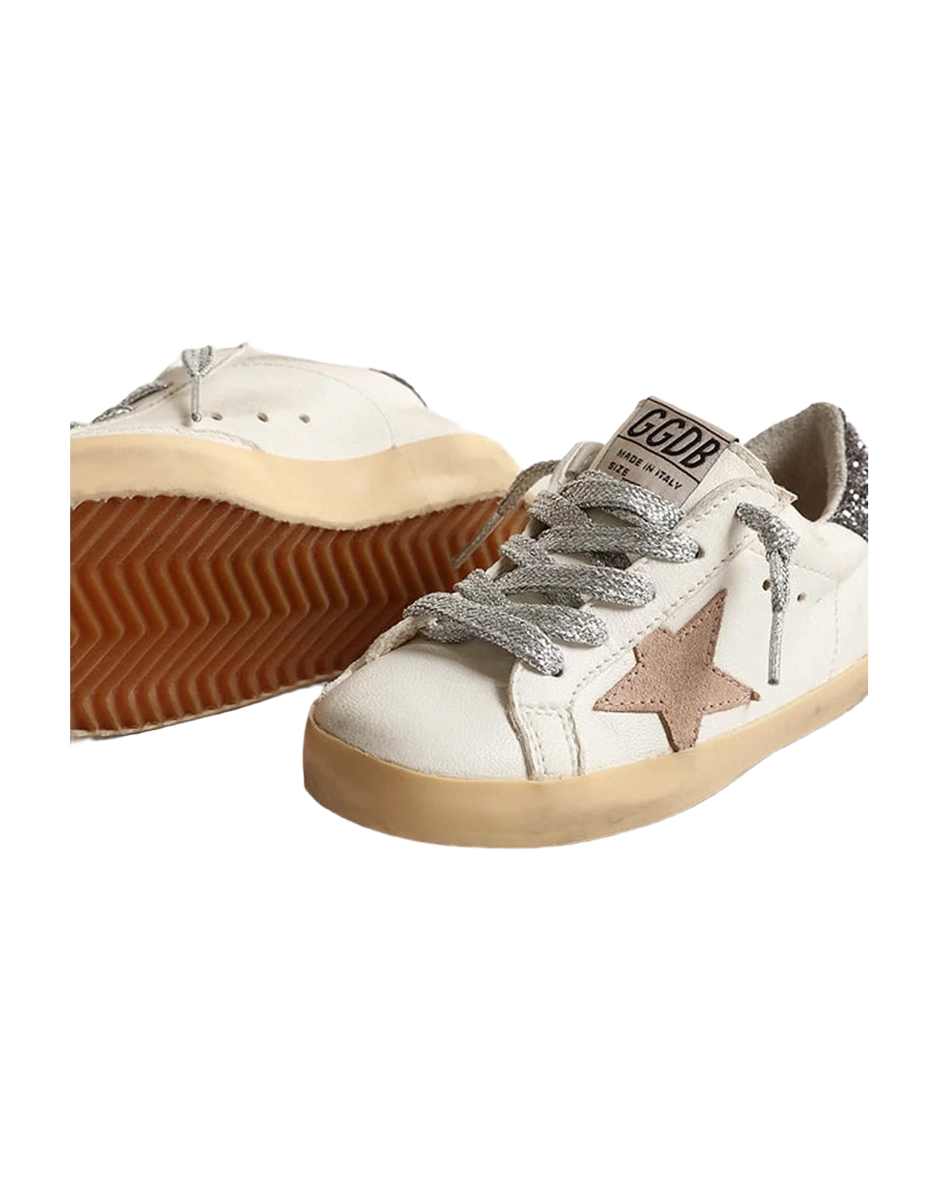 Kids | Super-Star Junior with A Hazelnut Star & Glitter Heel Tab | Cream x Beige x Dark Grey - Image 5