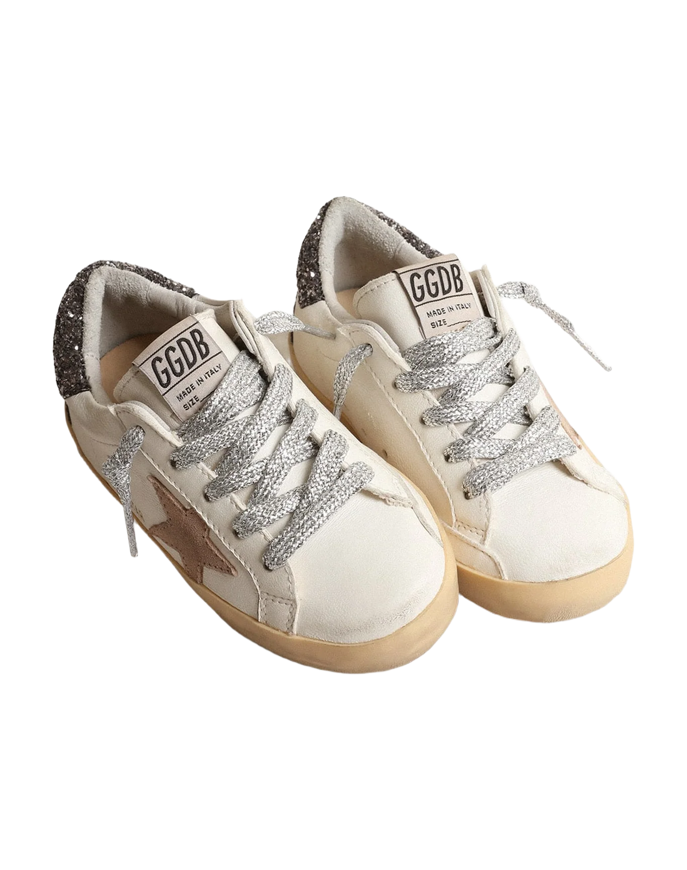 Kids | Super-Star Junior with A Hazelnut Star & Glitter Heel Tab | Cream x Beige x Dark Grey - Image 8