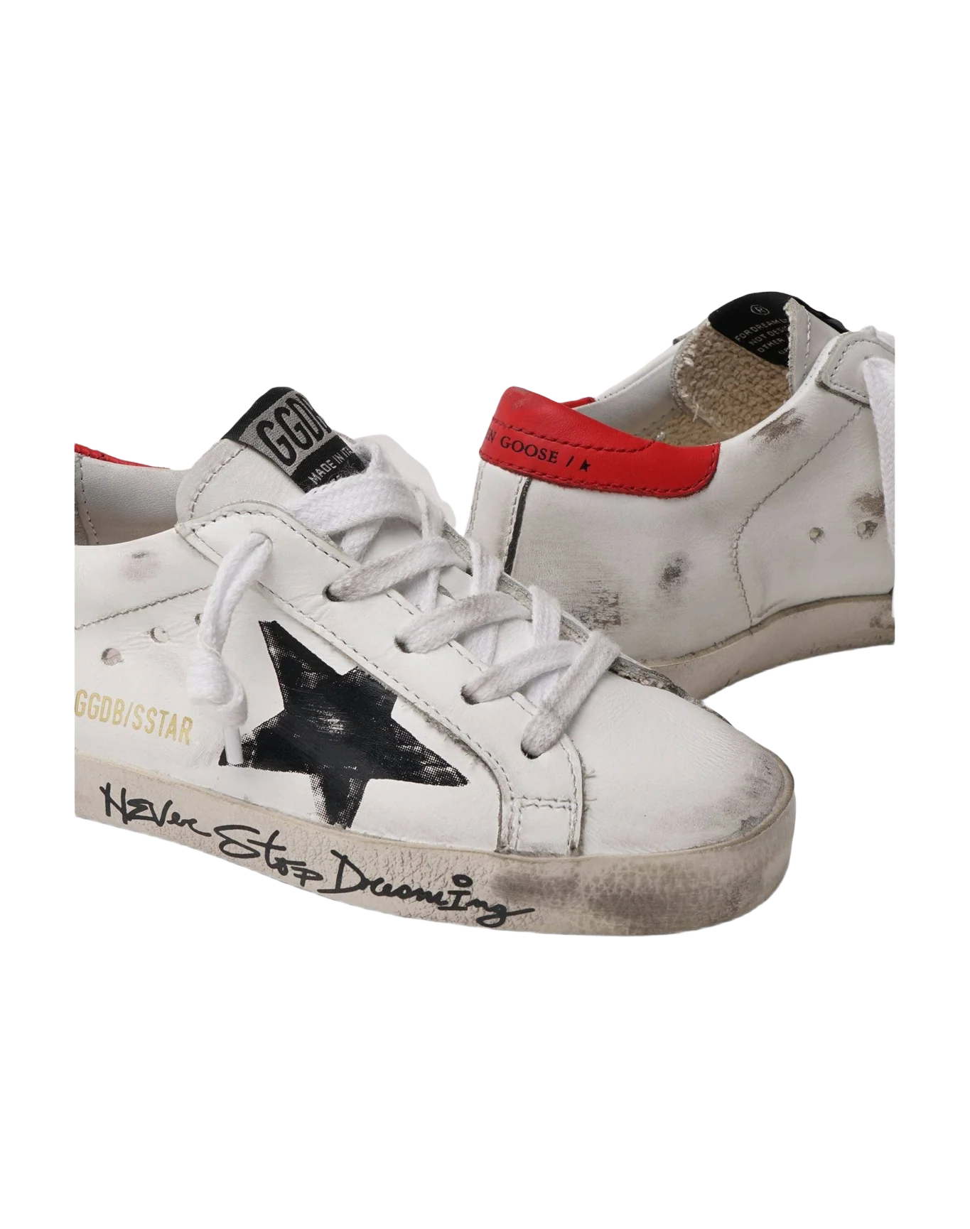Kids | Super-Star Leather Upper with Net Distressed | White x Black x Red