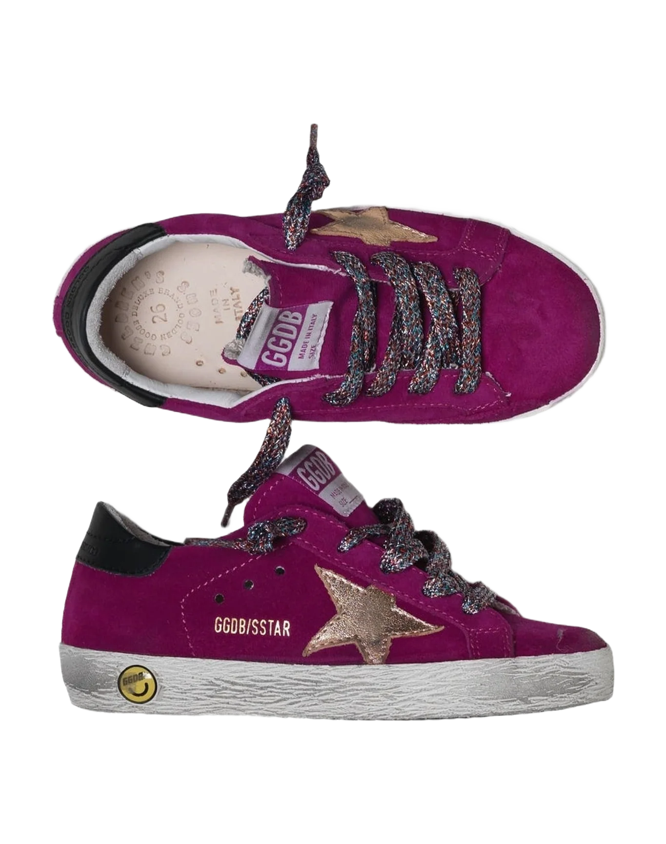 Kids | Super-Star Purple Suede with Golden Glitter Star & Black Heel Tab