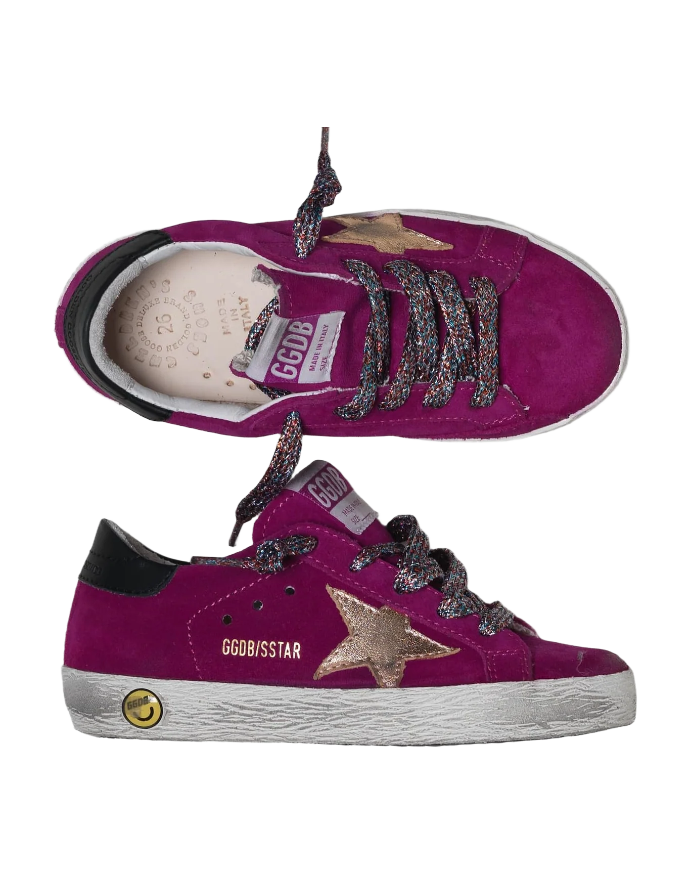 Kids | Super-Star Purple Suede with Golden Glitter Star & Black Heel Tab - Image 2