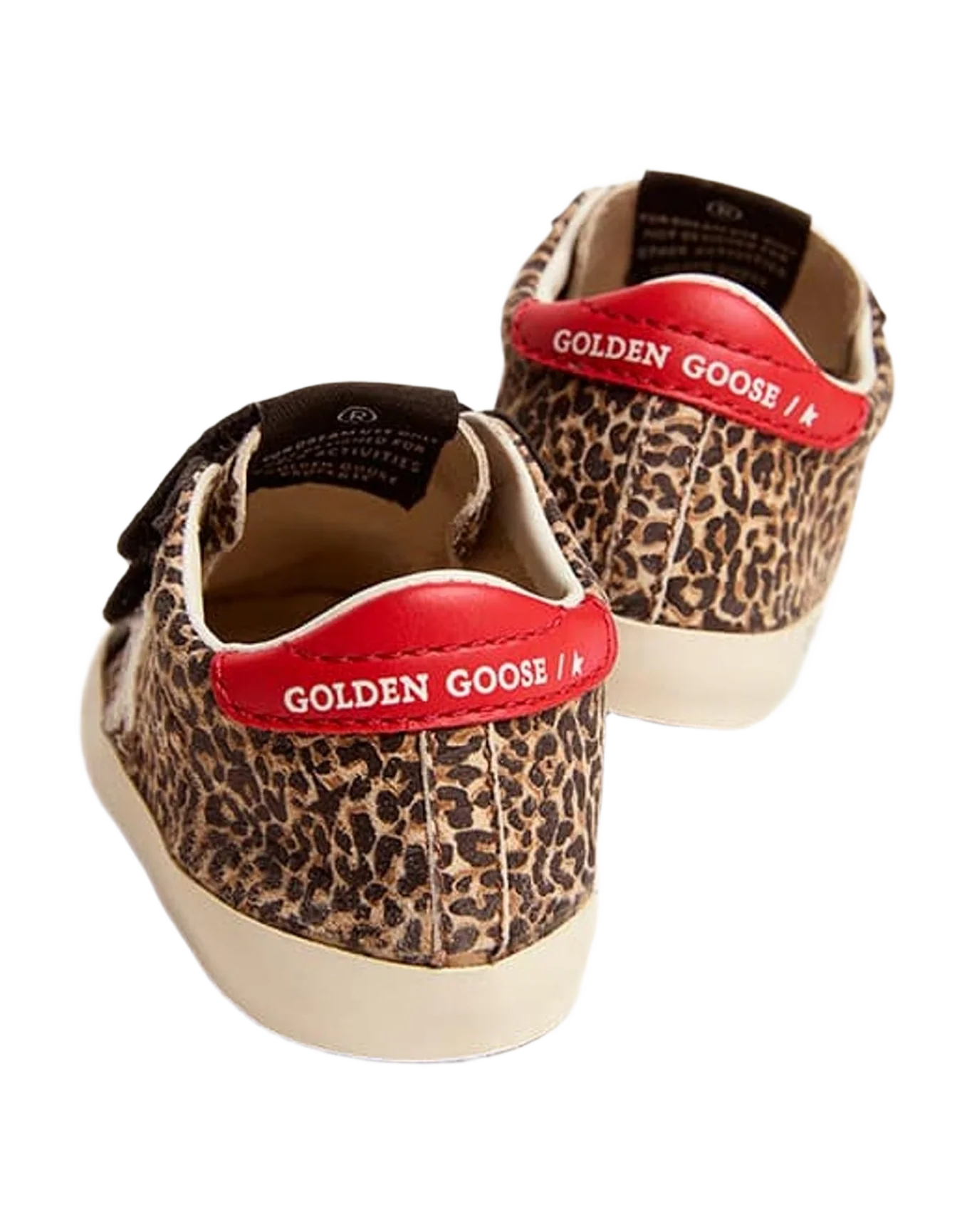 Kids | Super-Star School with Leopard Print & White Leather Star | Beige Brown Leo x Black x White x Red