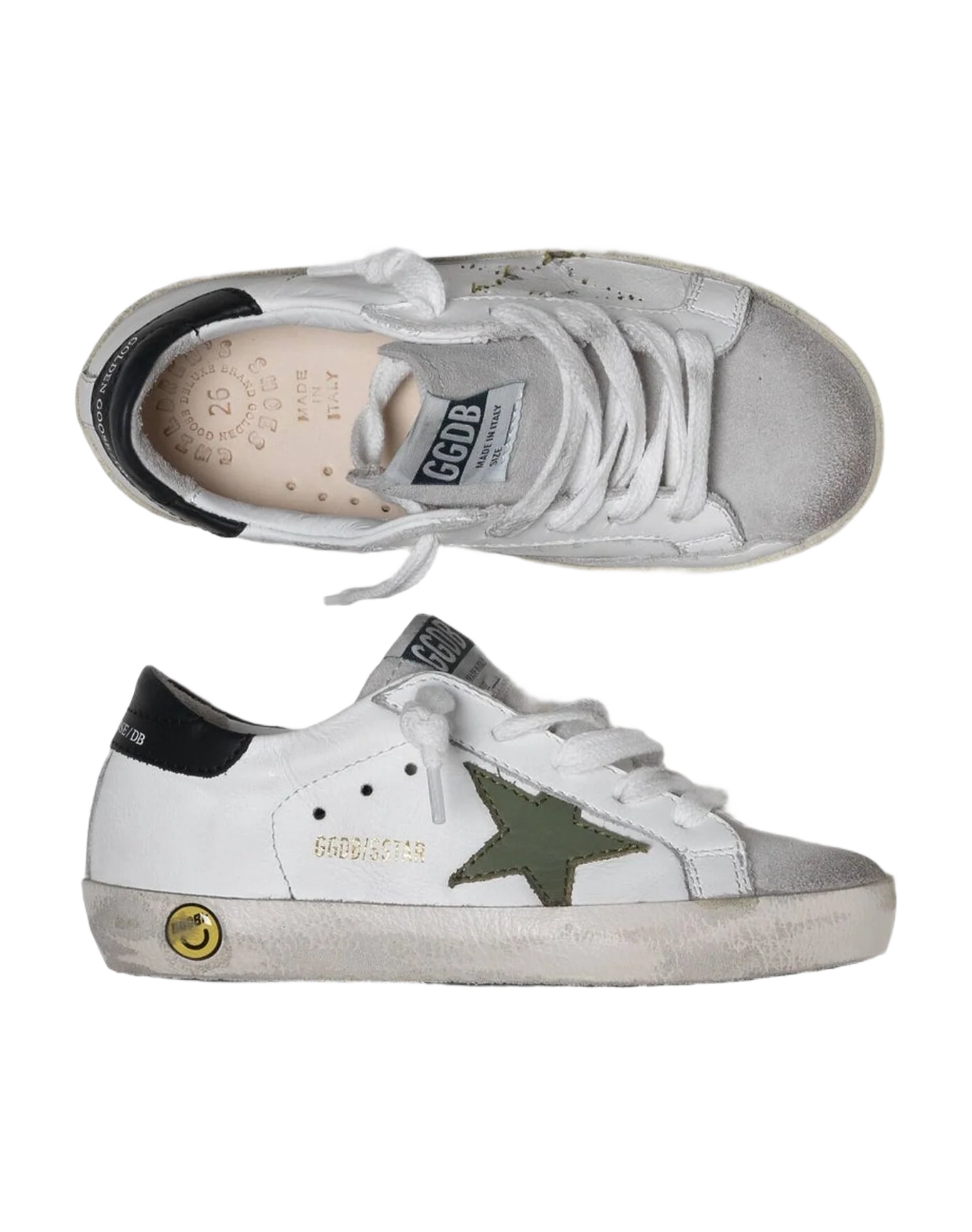 Kids | Super-Star Sneakers with An Army Green Star & Black Heel Tab