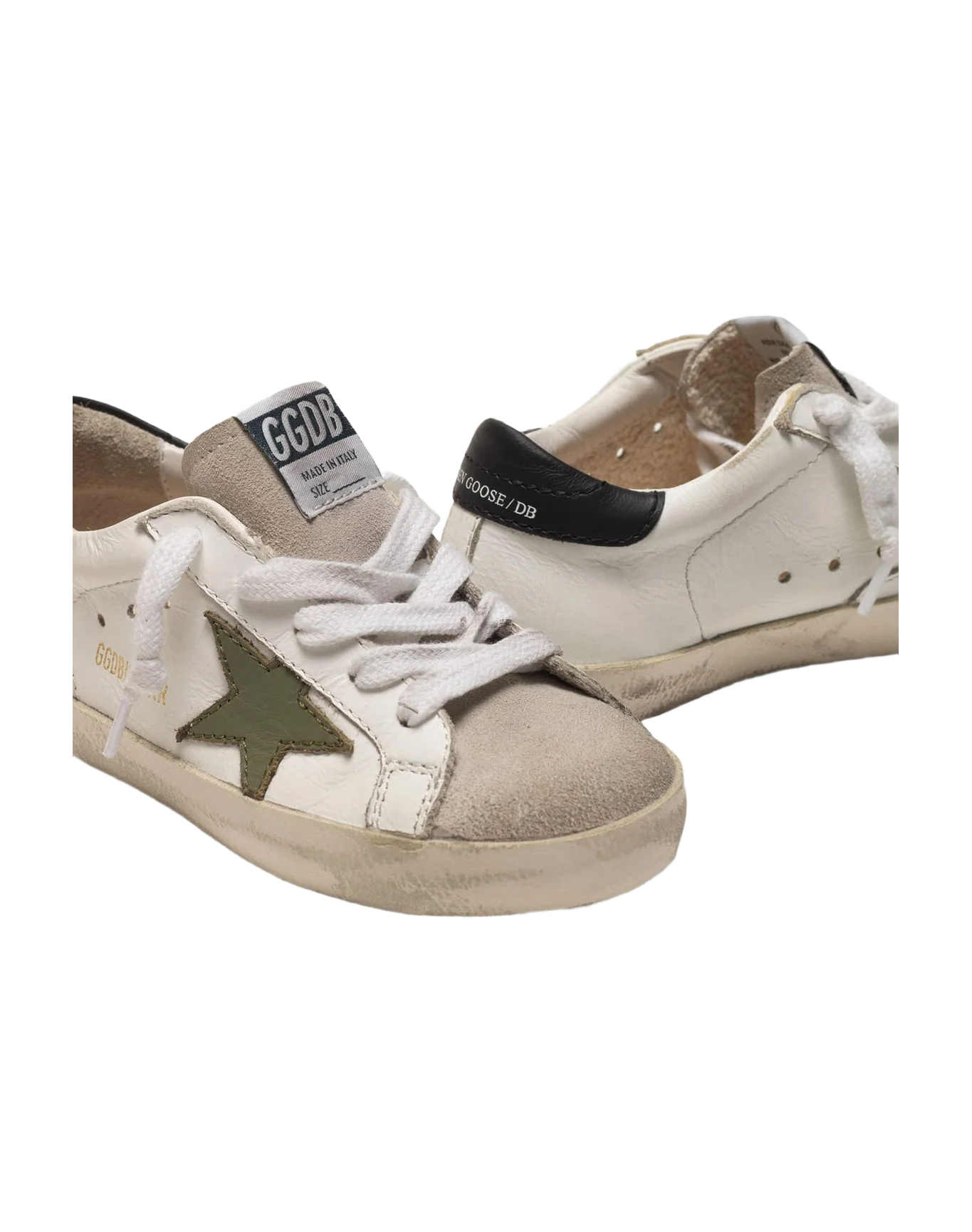 Kids | Super-Star Sneakers with An Army Green Star & Black Heel Tab - Image 2