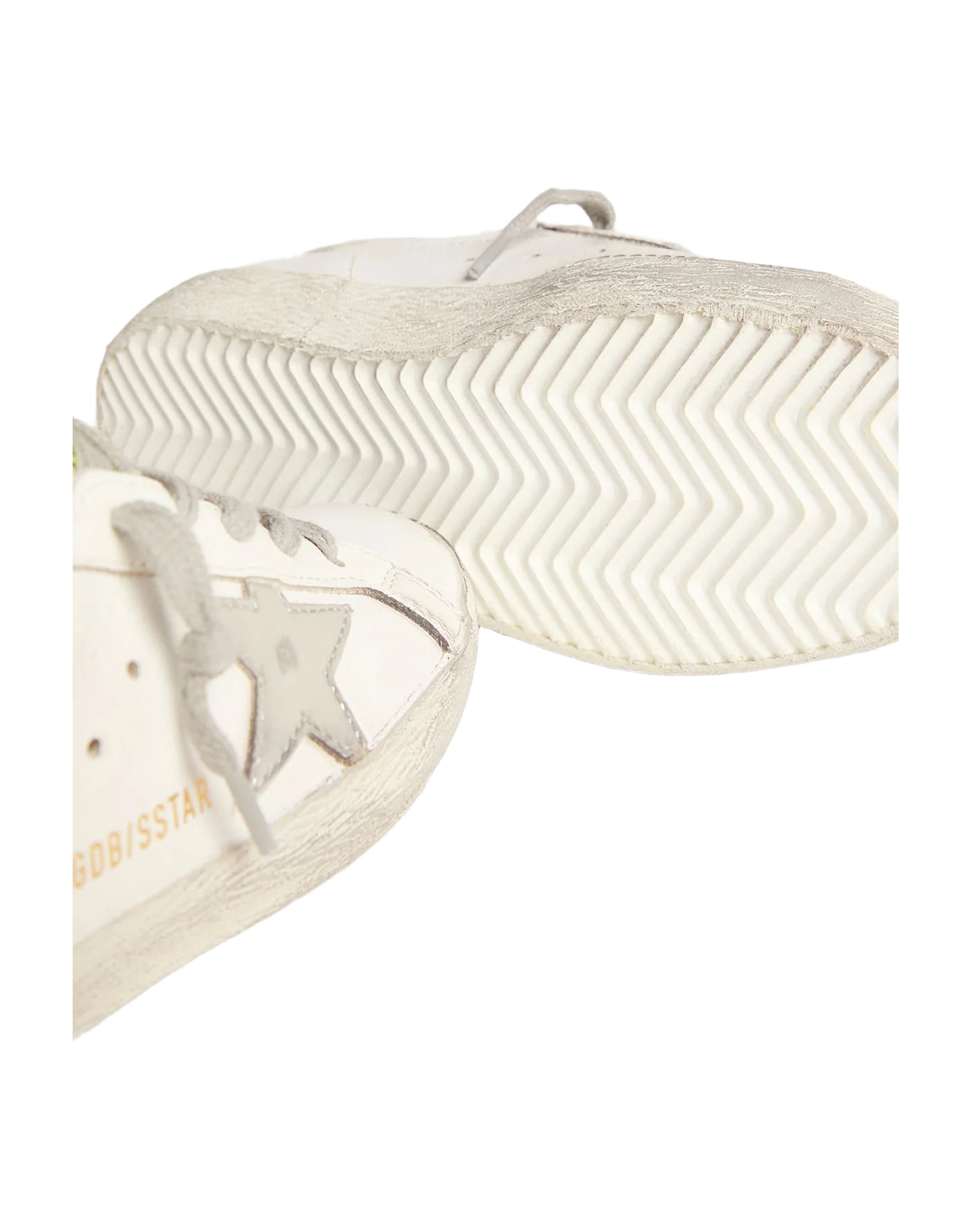 Kids | Super-Star Sneakers with Fluorescent Yellow Heel Tab & Silver Star | White x Silver x Yellow Fluo (V1) - Image 3