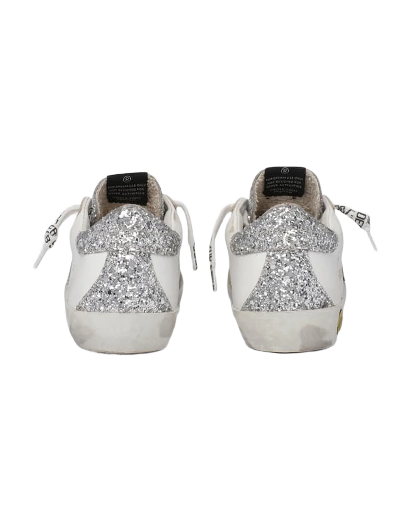 Kids | Super-Star Sneakers with Silver Glitter | White x Silver - Image 2