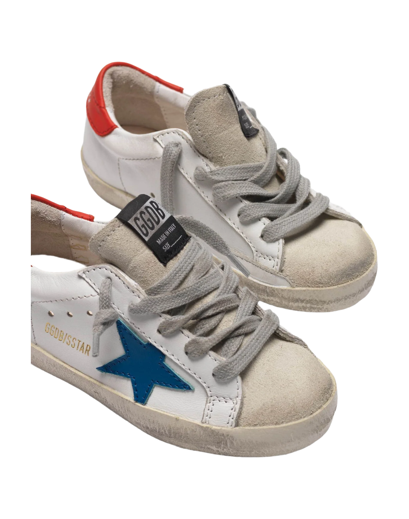 Kids | Super-Star White Leather with Blue Star & Red Heel Tab - Image 3