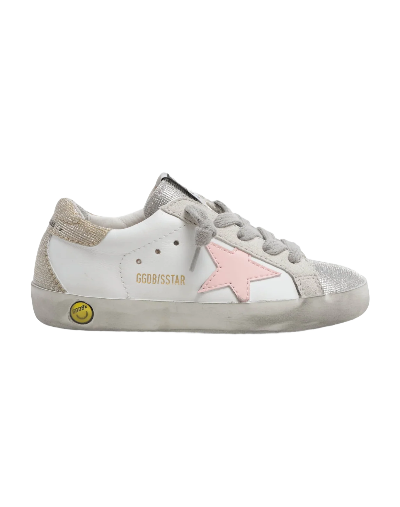 Kids | Super-Star White Leather with Pink Star | White x Silver x Rose Quartz x Gold - Image 3