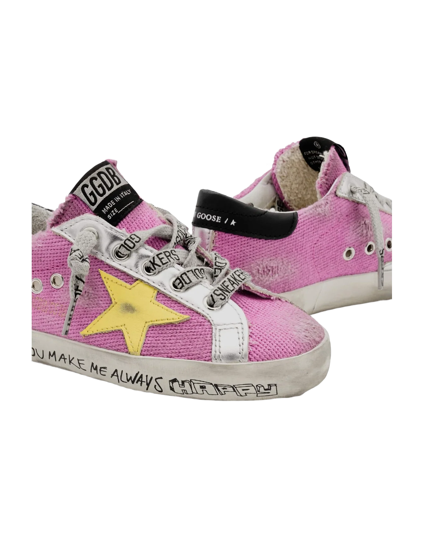 Kids | Super-Star Young Pink Fluo with Yellow Star & Black Heel Tab | Pink Fluo x Yellow x Black - Image 3
