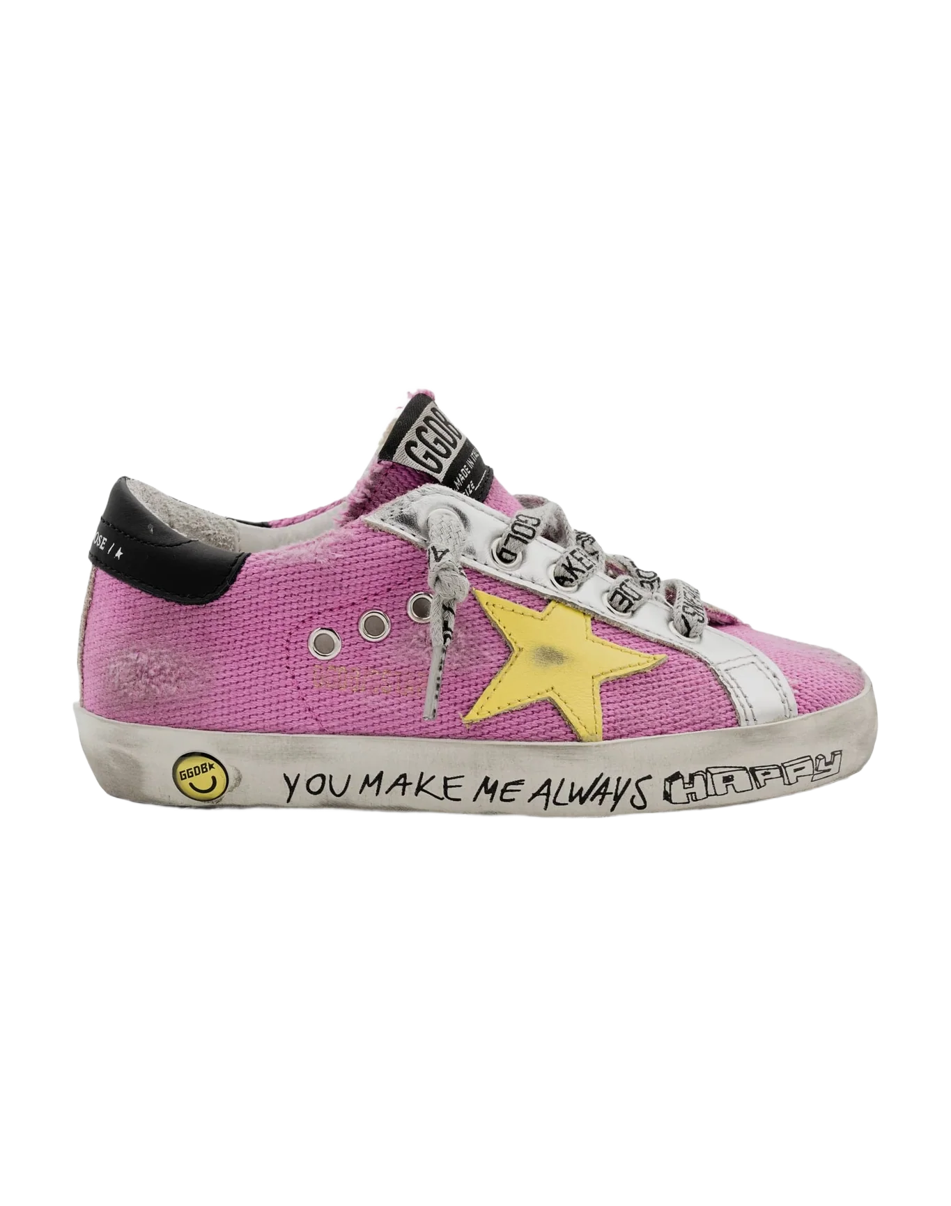 Kids | Super-Star Young Pink Fluo with Yellow Star & Black Heel Tab | Pink Fluo x Yellow x Black - Image 4