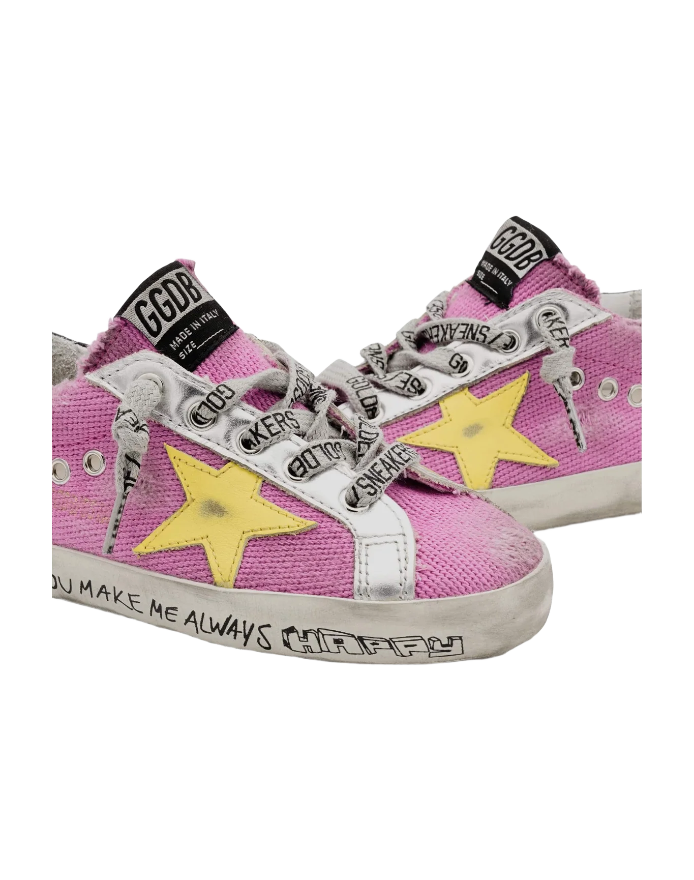 Kids | Super-Star Young Pink Fluo with Yellow Star & Black Heel Tab | Pink Fluo x Yellow x Black - Image 6