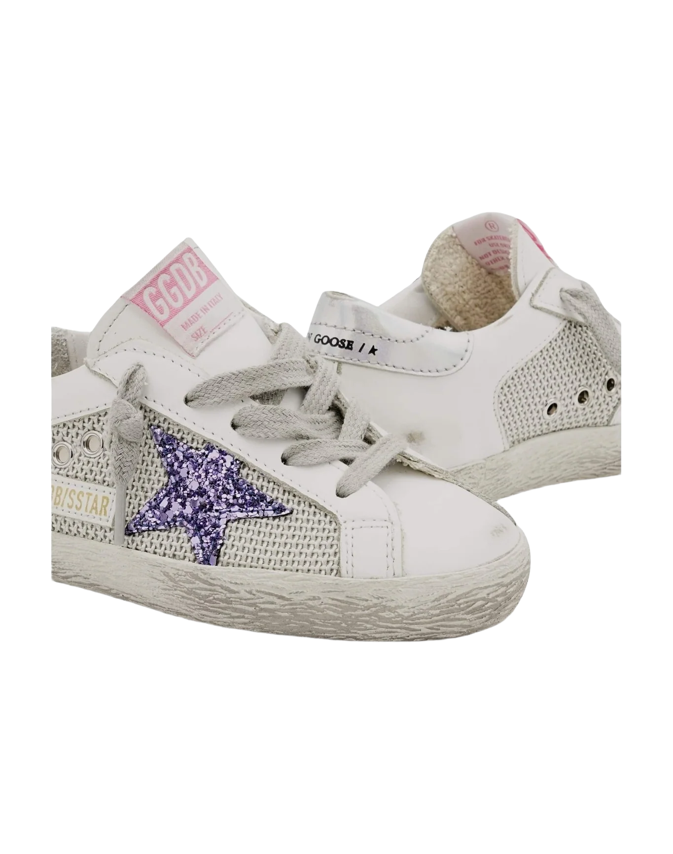 Kids | Super-Star Young with White Leather, Captain Blue Star & Silver Heel Tab | Light Silver x White x Captain Blue x Silver
