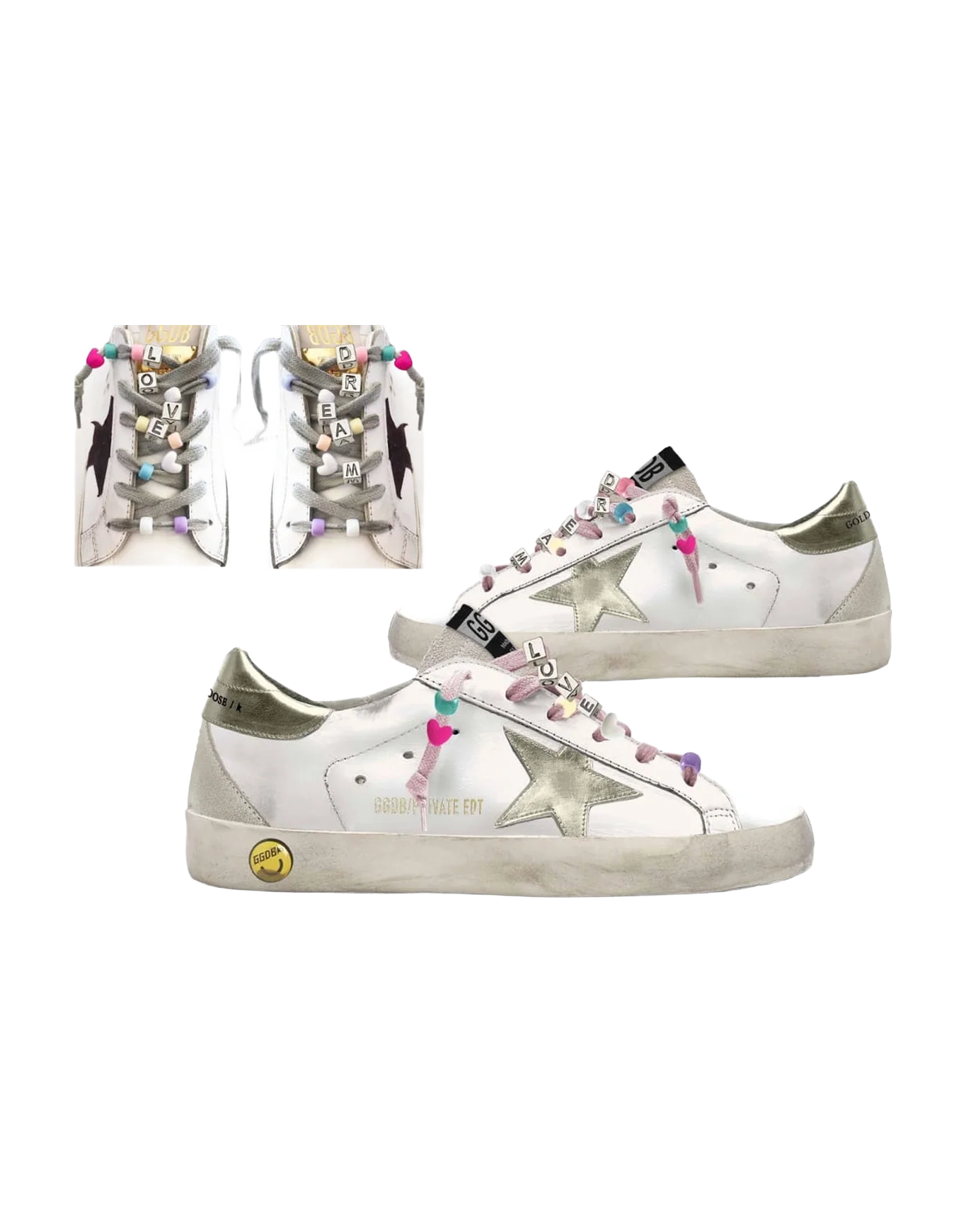 Kids | Super-Star Young with White Leather, Platinum Star & Heel Tab | White x Ice x Platinum - Image 2