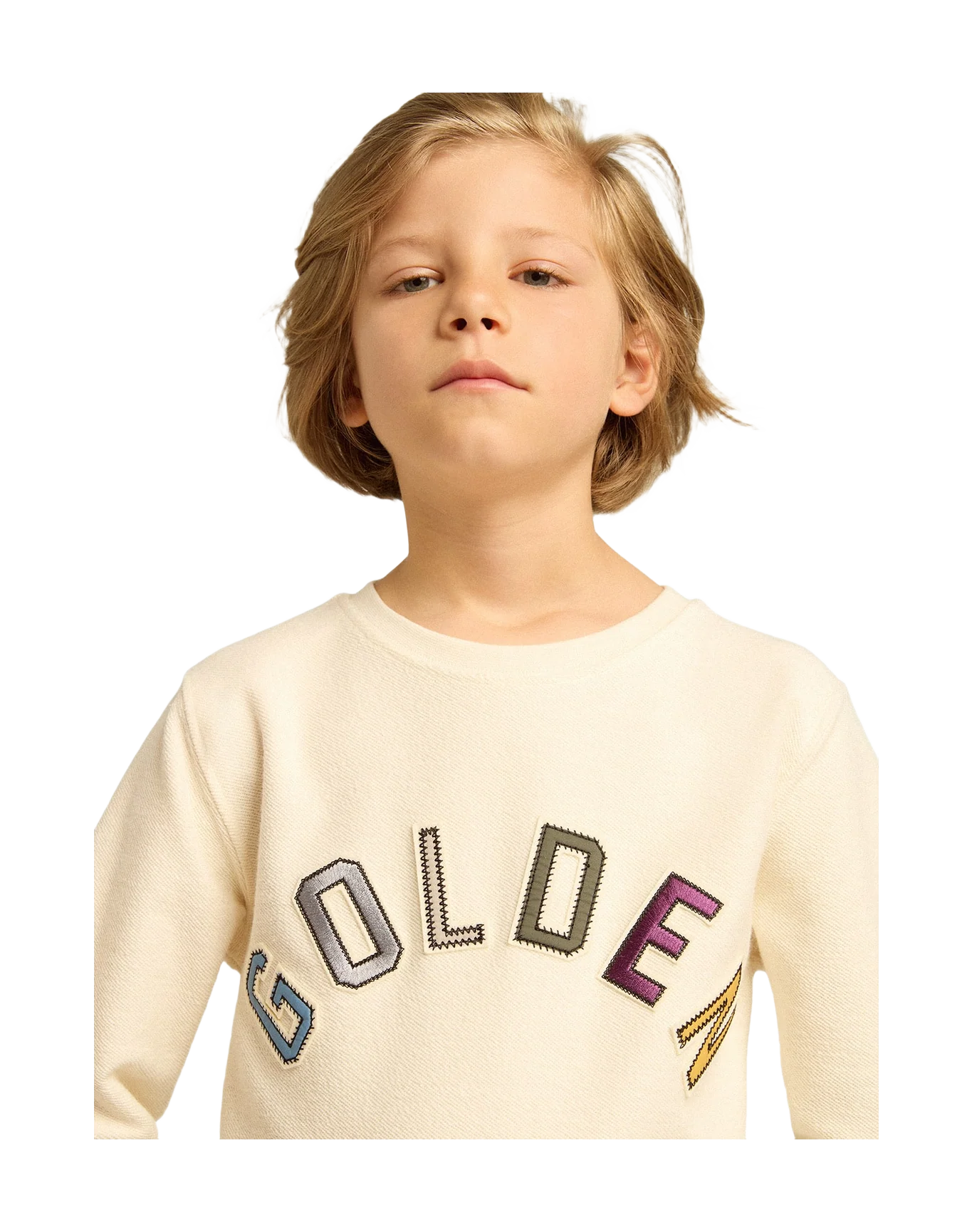 Kids | Sweatshirt Aged White with Multicolor Golden Lettering On The Front | Artic Wolf x Multicolor - Image 3