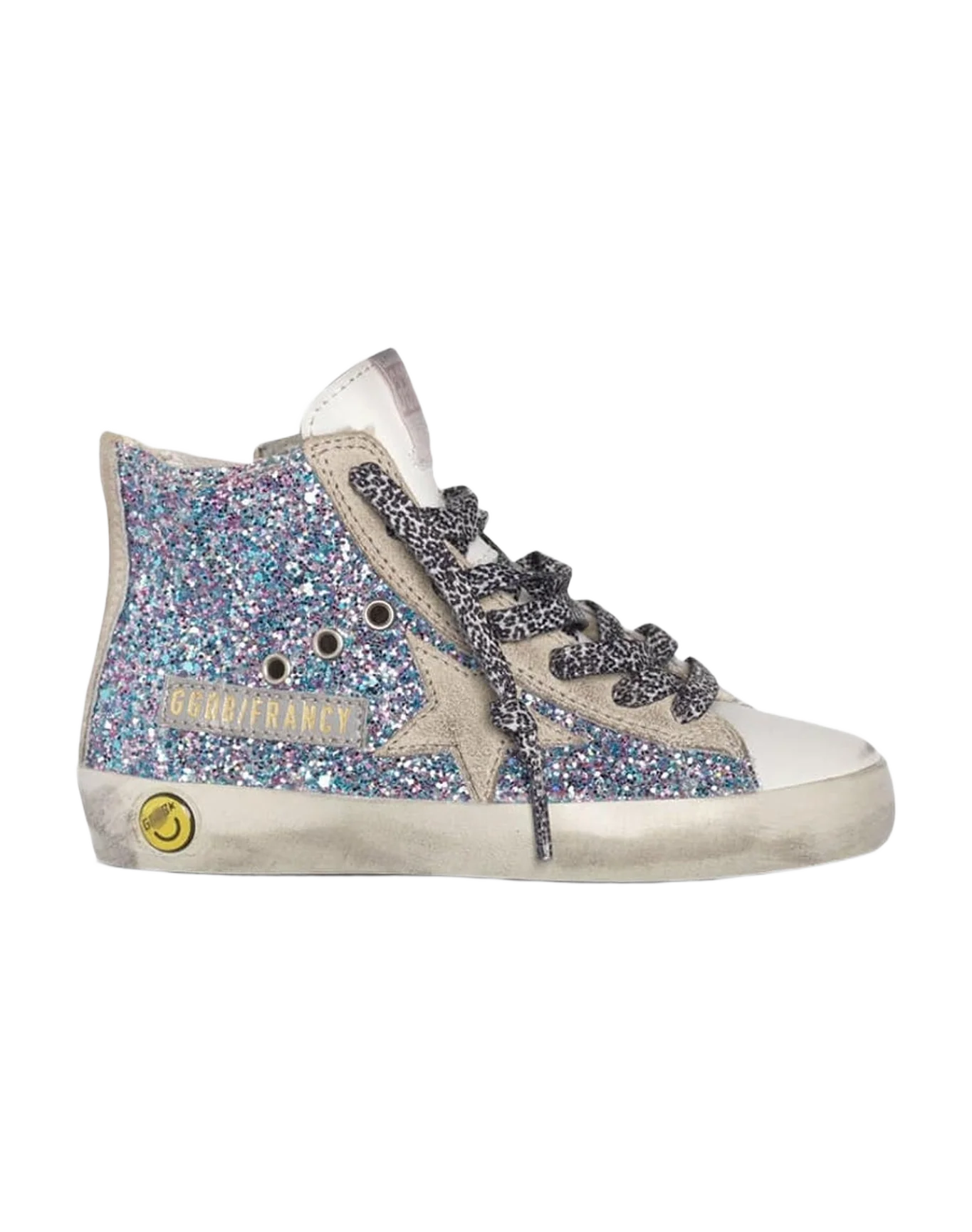 Kids | White Francy Sneakers Leather with Multicoloured Glitter (V1)