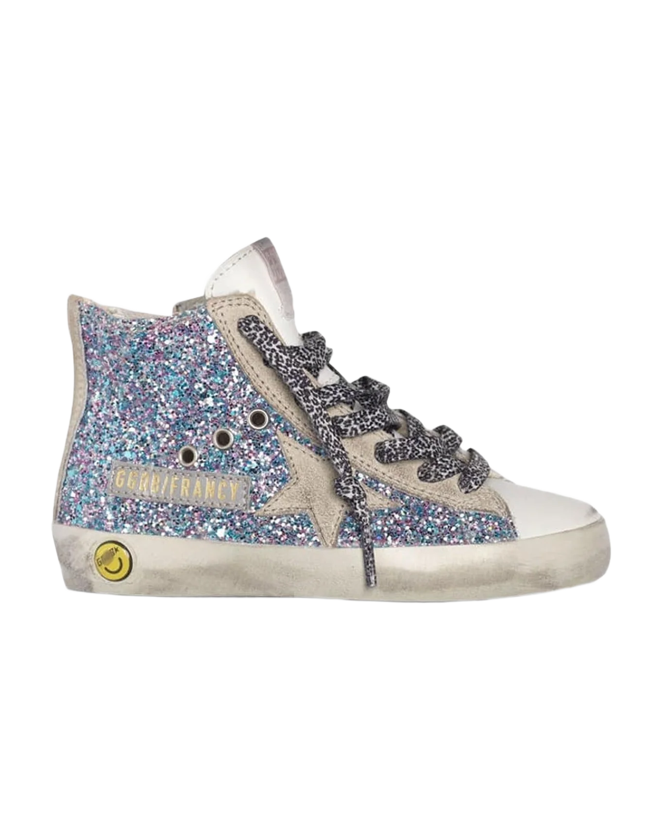 Kids | White Francy Sneakers Leather with Multicoloured Glitter (V2)