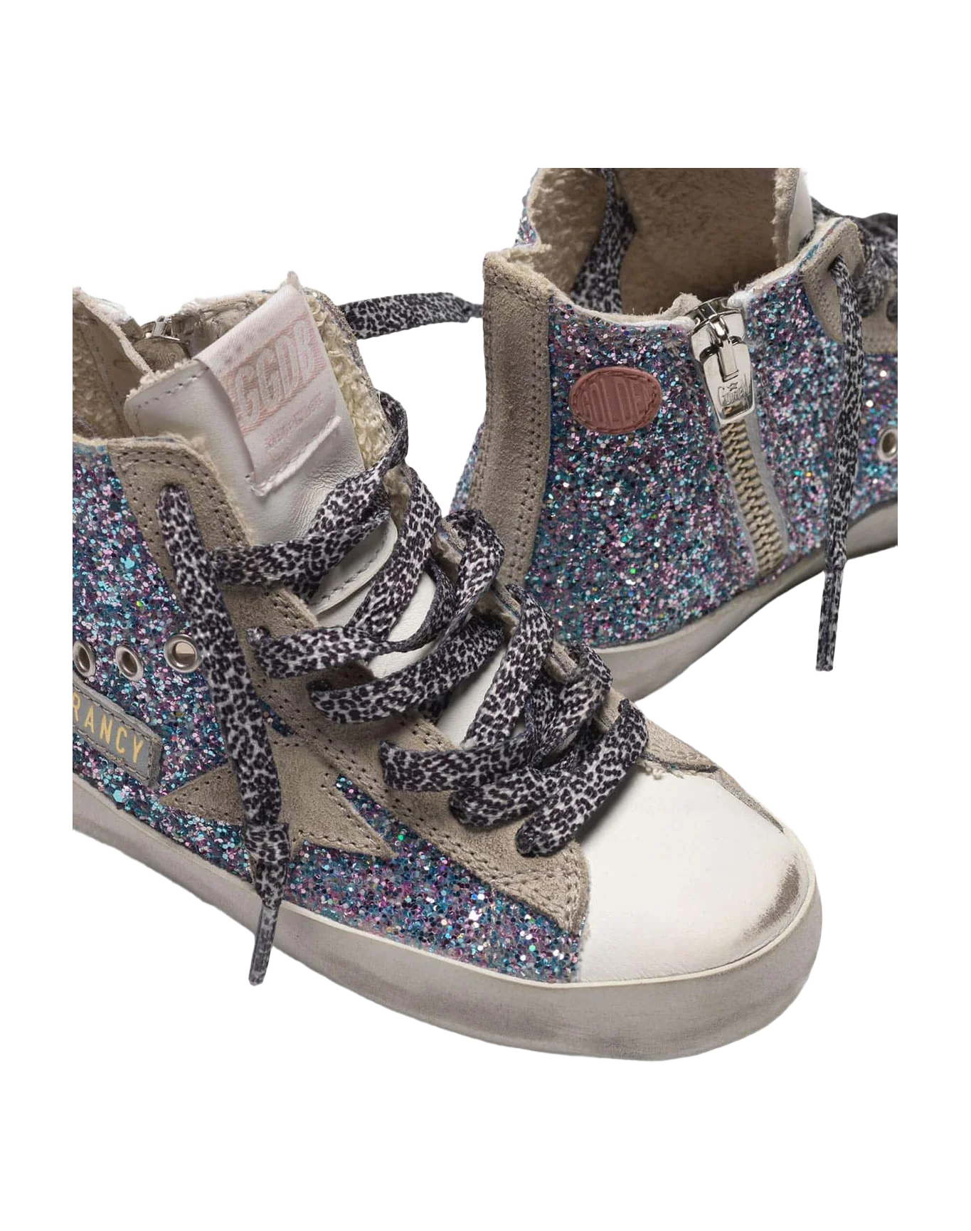 Kids | White Francy Sneakers Leather with Multicoloured Glitter (V2) - Image 4