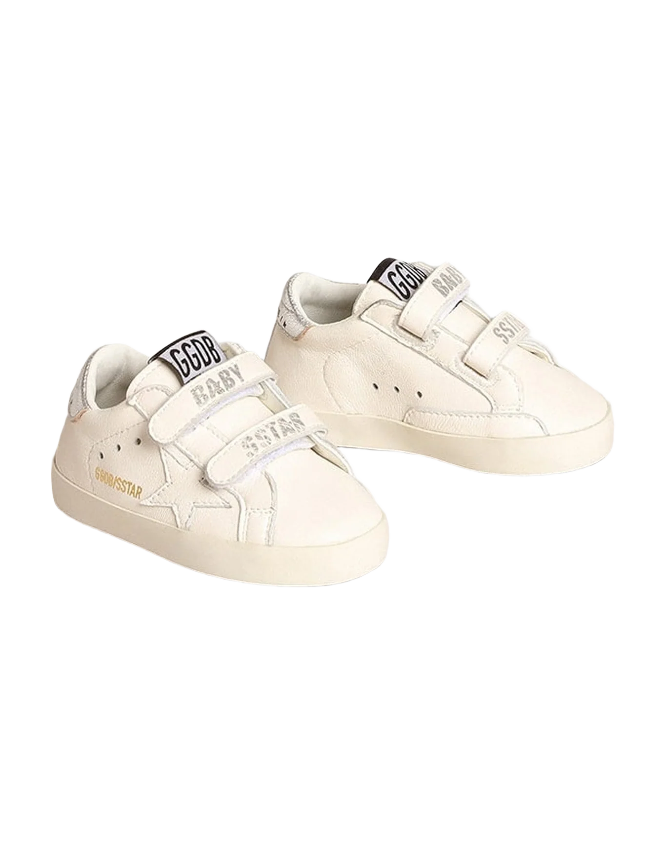 Kids | White Sneakers with Silver Lettering | White x Silver