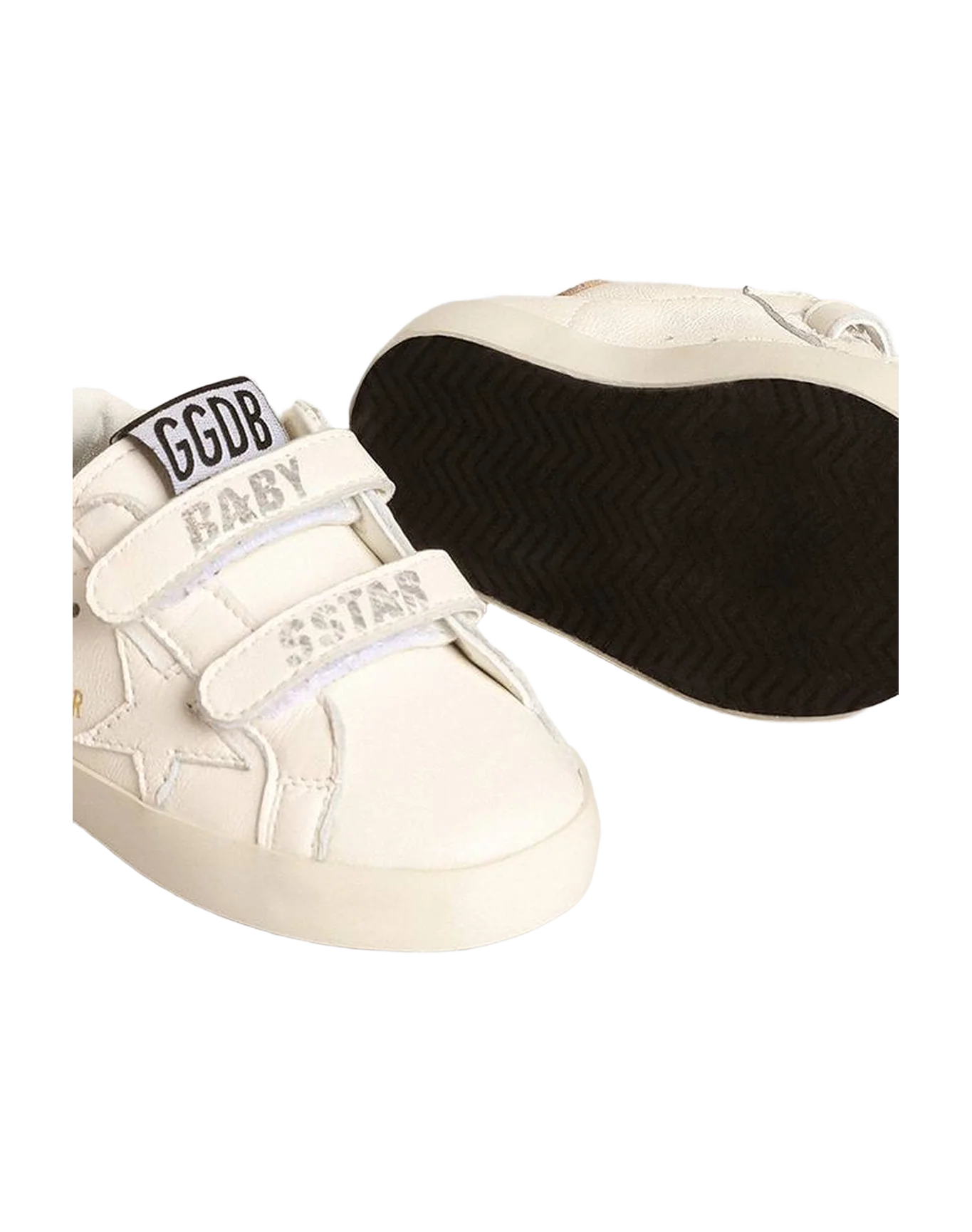 Kids | White Sneakers with Silver Lettering | White x Silver - Image 3